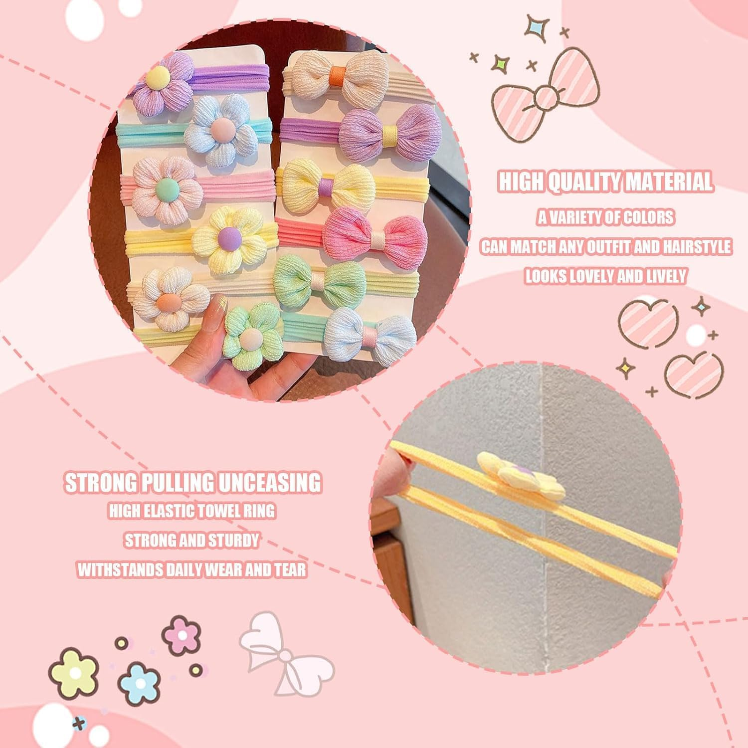 YJSPARKK 112 Pack Hair Ties,Kids Toddlers Girls Elastics Hair Bands No Damage Multicolor Colorful Small Seamless Ponytail Holders for Thick Thin Hair image number 6