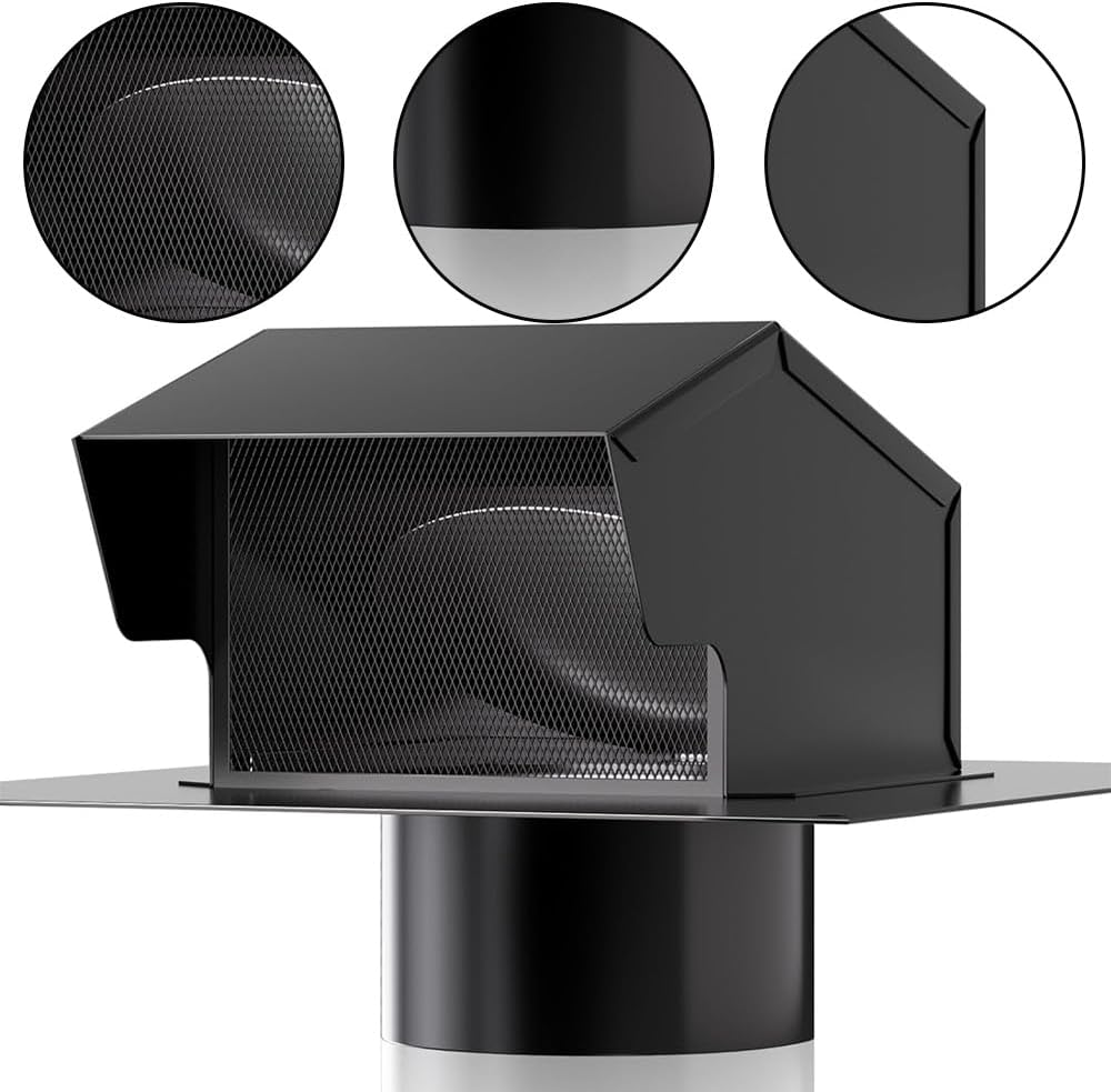 Roof Vent Cap,4 Inch Roof Exhaust Vent,Removable Roofs Vent,Rainproof and Snowproof,For Ventilation System-With Damper image number 3