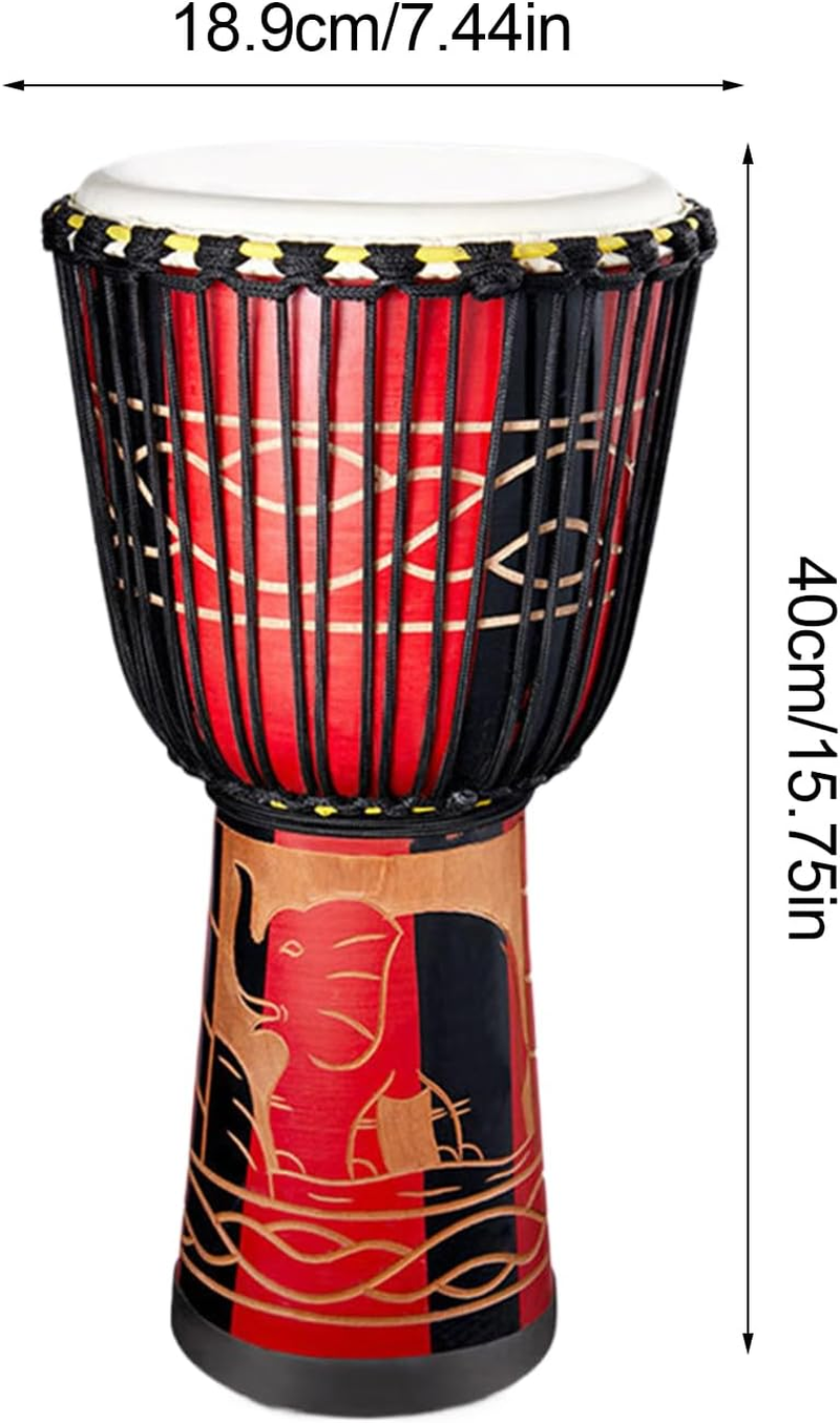 Bongo Drums Adults, African Inspired Hand Drum, 15.75 Inches, Blue Multicolored Musical Instrument, Wooden Leather Design, Artistic Music Decor for Stage Performances, Activities image number 1