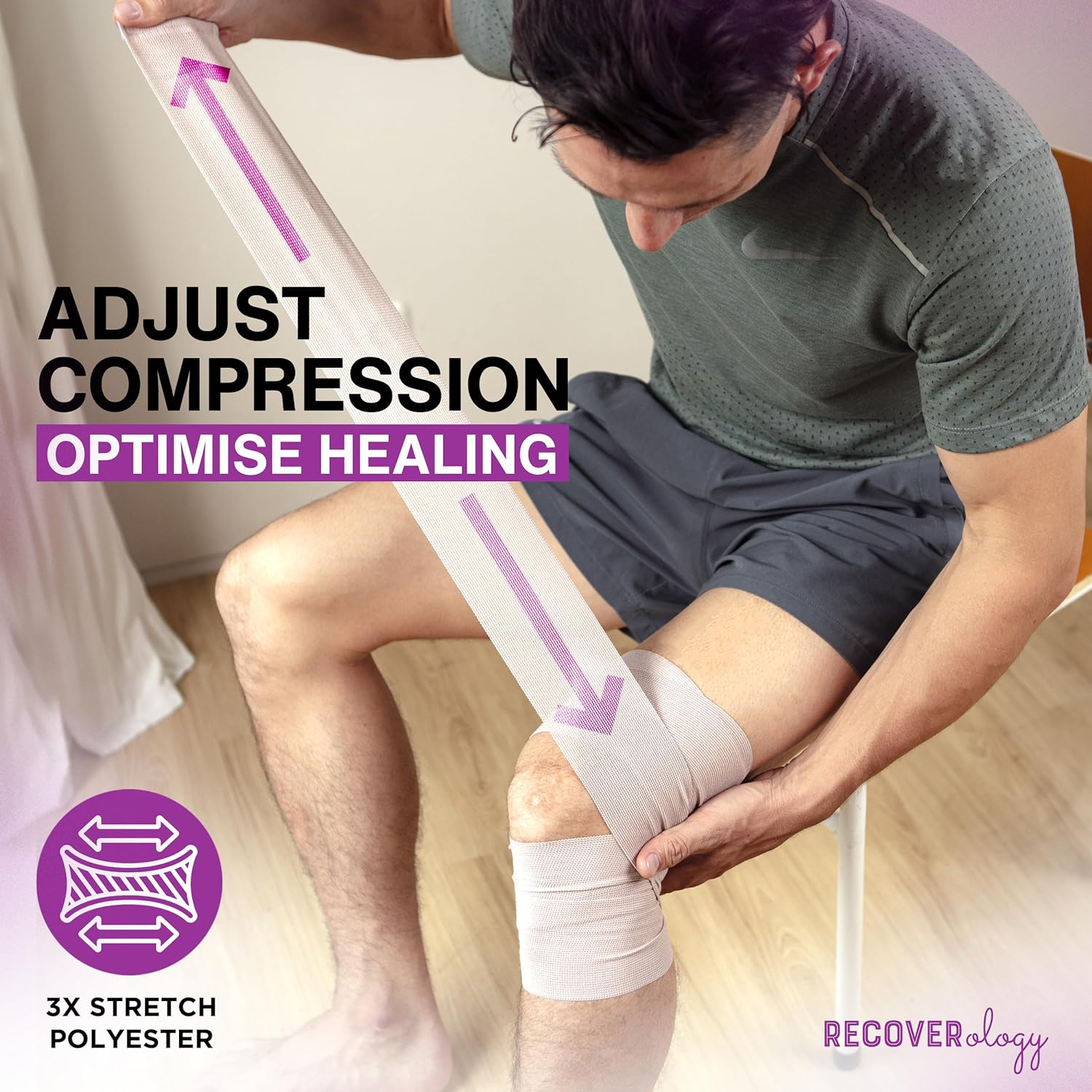 Premium Elastic Bandage Wrap with Self-Closures &ndash; 6 Pack (2X5Cm, 2X7.5Cm, 2X10Cm) &ndash; Compression Bandage Wraps for Wrists, Elbows, Ankles, Knees, Thighs and Torso - Self Adhesive image number 5