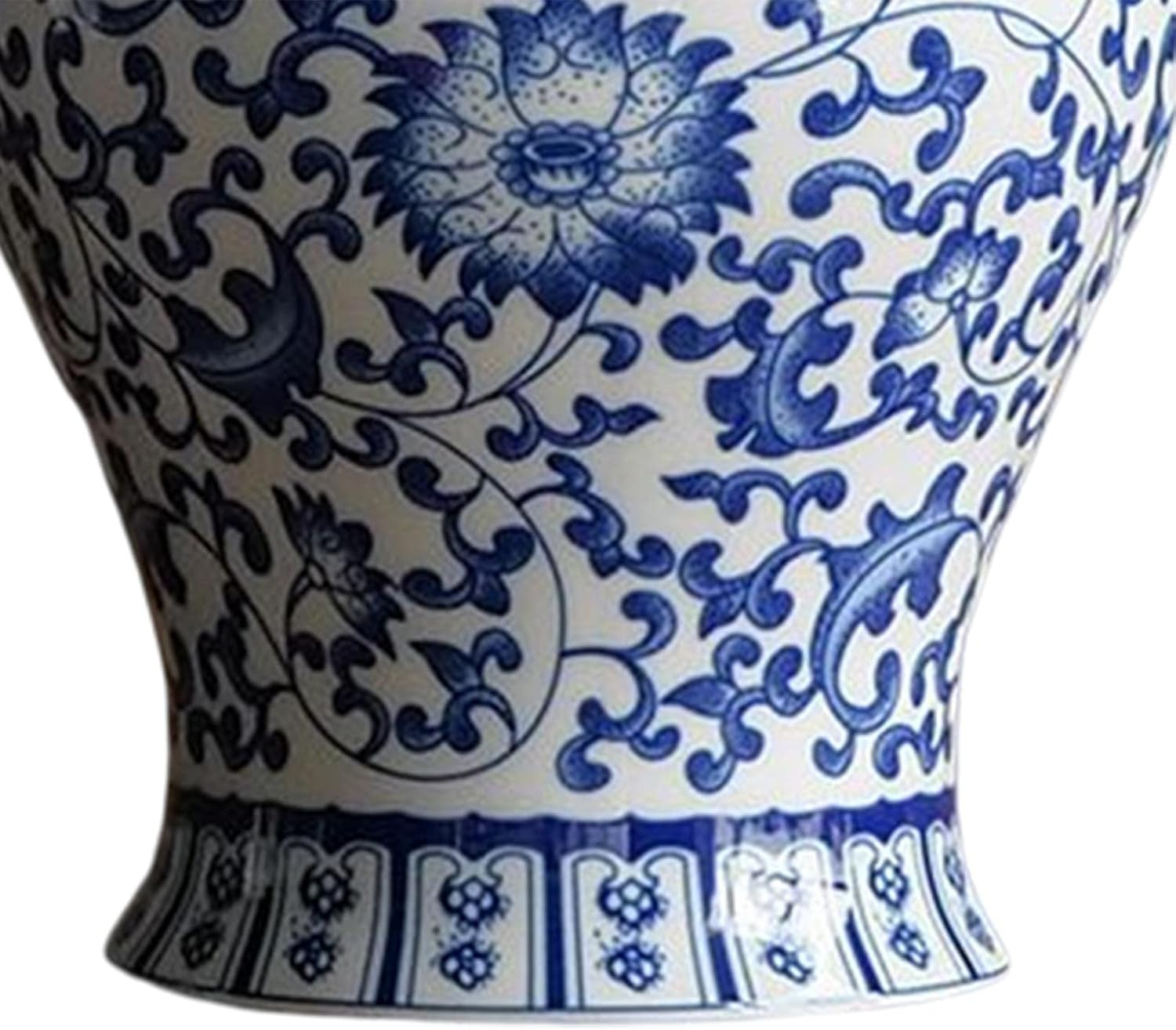 Folpus Ceramic Ginger Jar Flower Vase Traditional Centerpiece Blue and White Table Decoration Tea Storage Porcelain Jar for Wedding Cafe Decoration image number 5