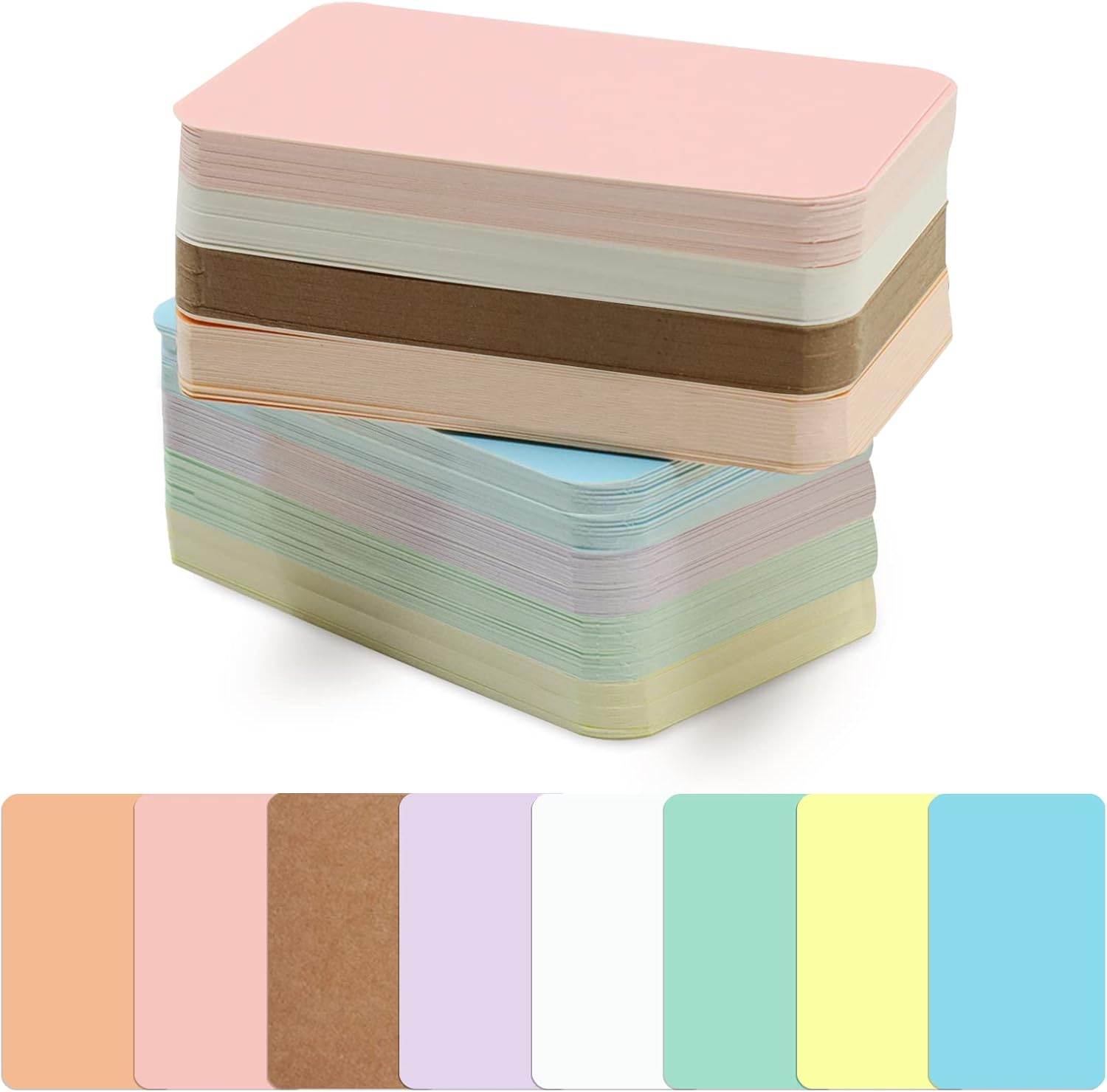 Yitexin 120Pcs Small Blank Paper Message Note Business Cards, 3.5X2'' Mini Index Cards for Gift, 8 Colors Blank Vocabulary Word Flash Study Cards Double Sided, Colored Notecards Unlined