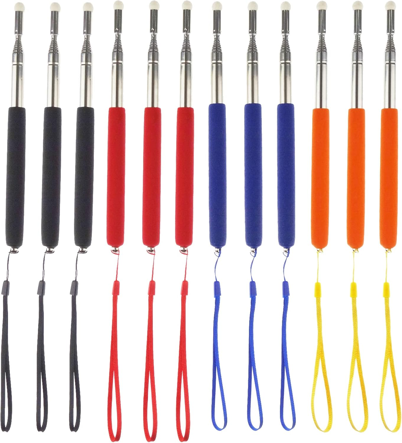 Miokun 12 Pieces Telescopic Teacher Pointer Presenter Whiteboard Pointer for Teachers Coach Presenter, Extends to 39 Inches (4 Colors) image number 3