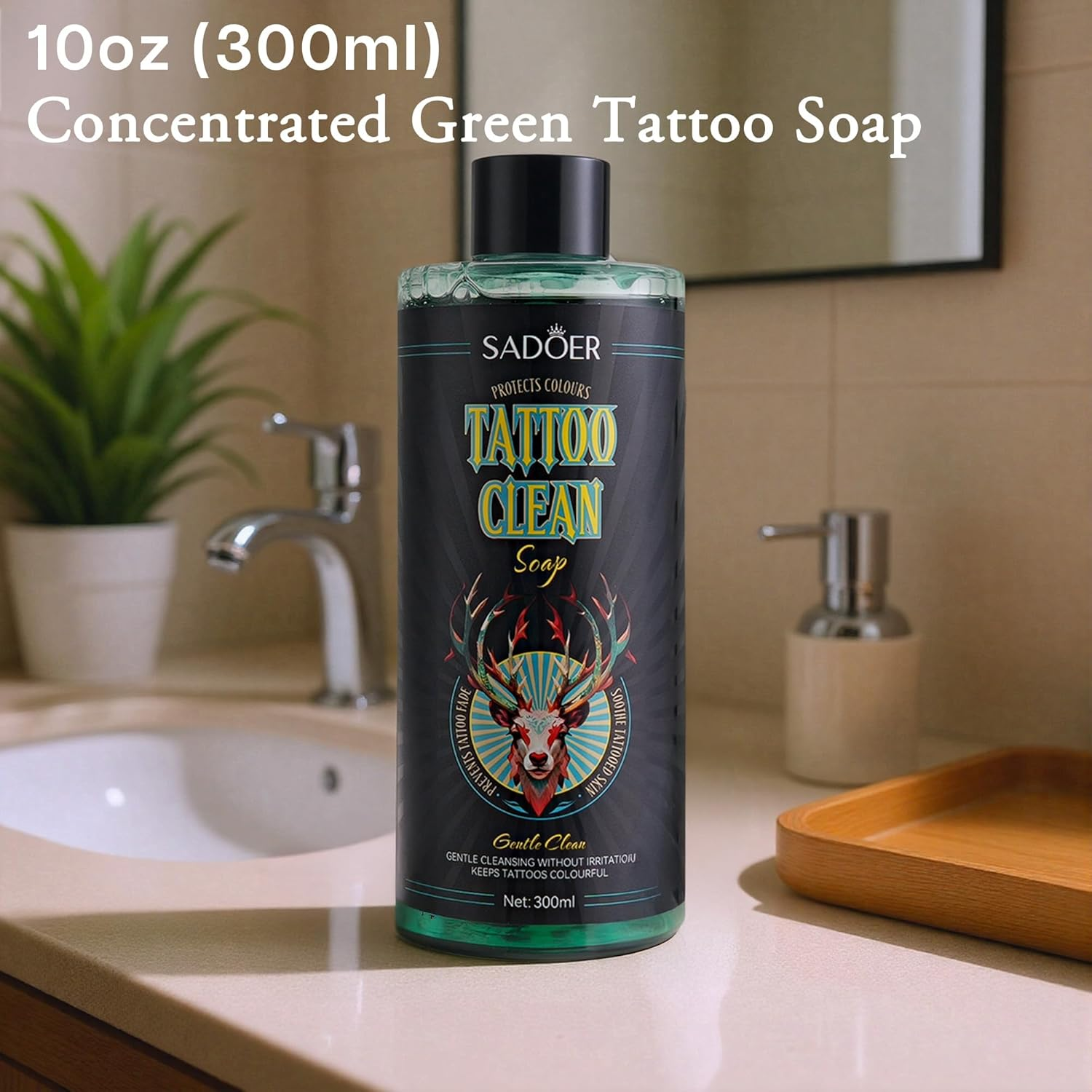 TINYLENS Green Soap Tattoo &ndash; Ultra-Concentrated Tattoo Soap 10Oz with Foaming Bottle, 1:10 Dilution for Artists, Aftercare & Equipment image number 1