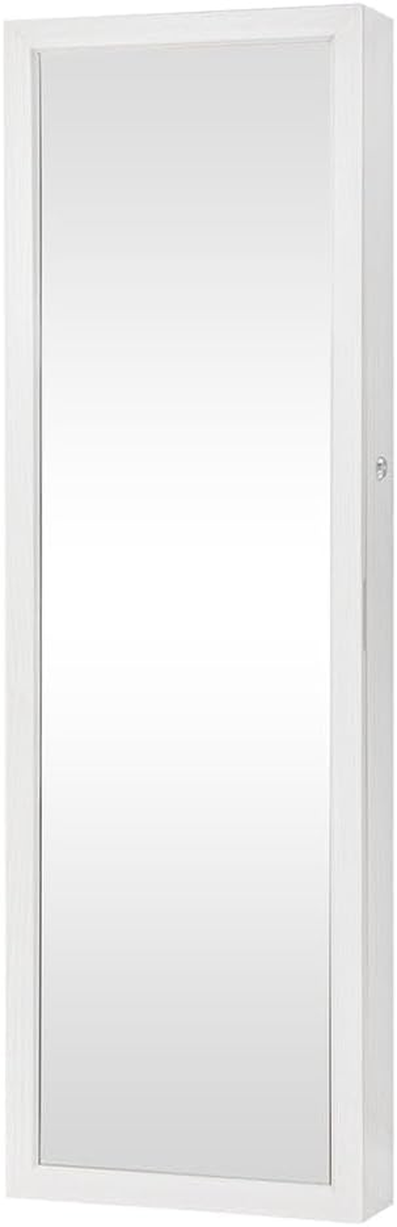 LEVEDE LED Lights Jewelry Cabinet Armoire, Lockable Jewelry Storage Organizer with Full Length Mirror, Wall/Door Mounted Dressing Mirror for Bedroom, Bathroom, Living Room (37 X 10 X 120Cm, White) image number 6