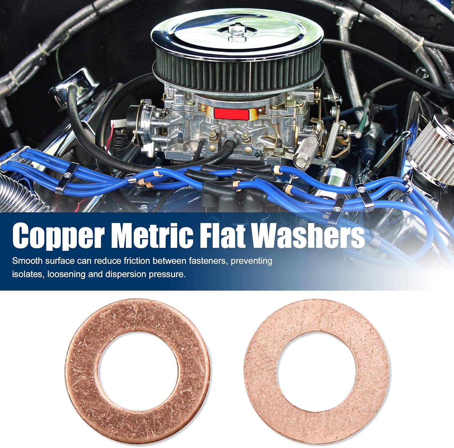 X AUTOHAUX 20 Pcs M10 X 20Mm X 1Mm Copper Washers Flat Sealing Gaskets Rings image number 3