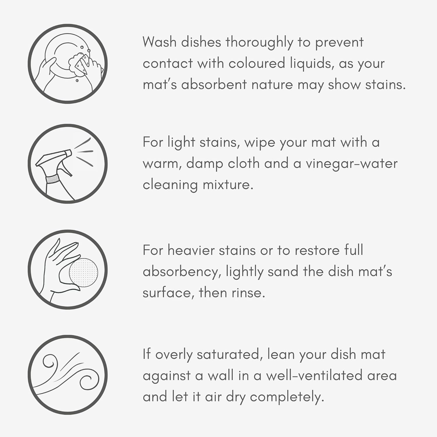 Natureva Home - Stone Dish Drying Mat | Super Absorbent, Quick Dry | Diatomite Mats for Kitchen Counter I Made of Natural Diatomaceous Earth | Absorbing Water Instantly | Design Flow | Colour Slate image number 6