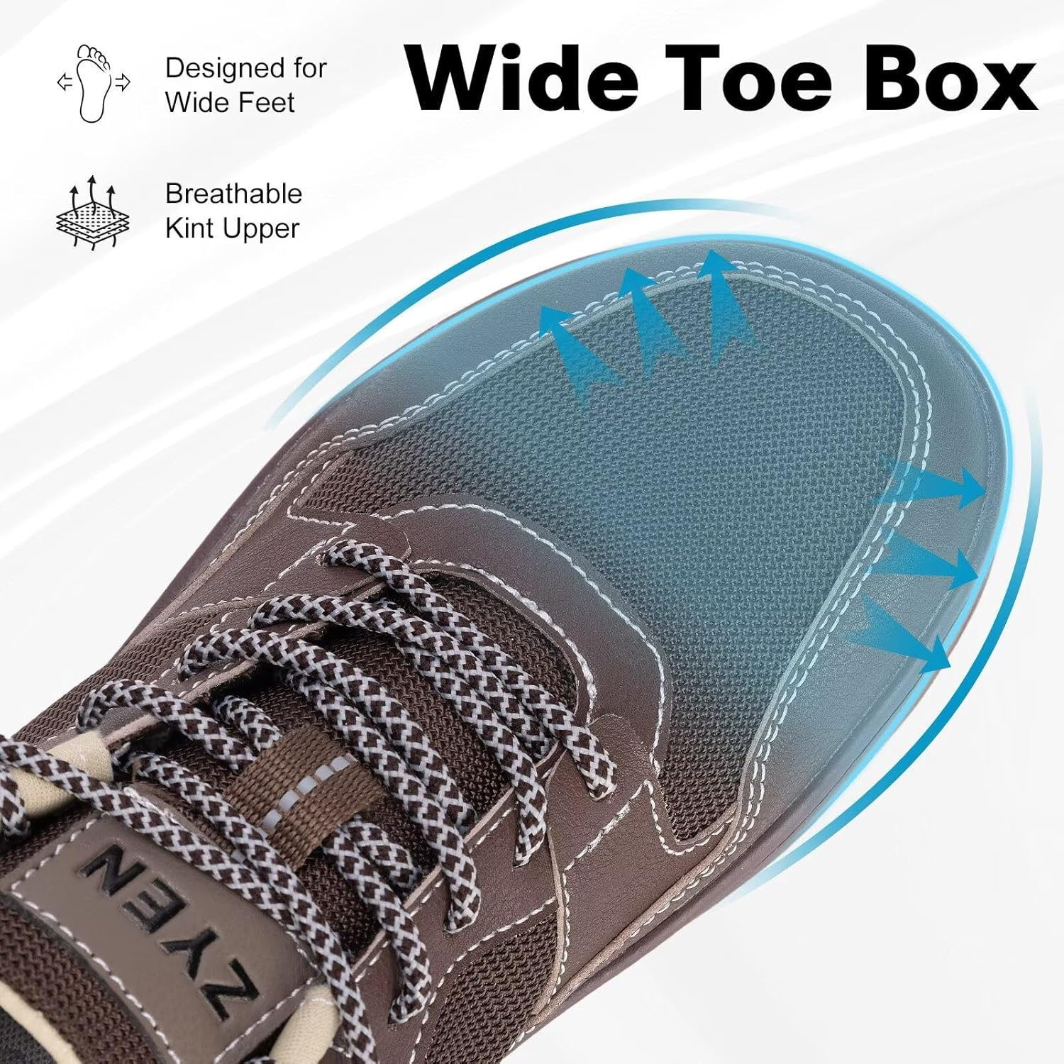 ZYEN Mens Barefoot Shoes Wide Toe Box Trail Running Sneakers Zero Drop Non-Slip Extra Wide Width Walking Shoes Minimalist Wrestling Sneakers Gym Trainer 6.5-13 image number 5