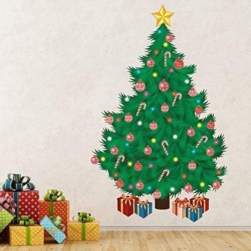 Wallflexi Christmas Decorations Wall Stickers Merry Christmas Decoration Set Wall Murals Decals Living Room Children Nursery School Restaurant Cafe Hotel Home Office D&eacute;cor, Multicolour