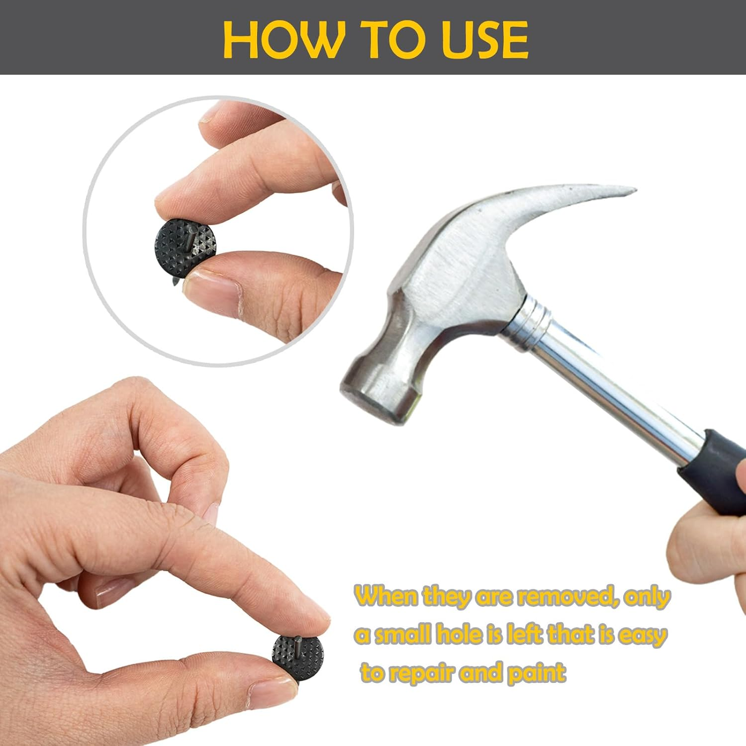 70Pcs Picture Hanging Nails, Hanging Nails Iron Alloy Photo Frame Hanger Kit for Wood Hardware Mounting, 20Lbs Picture Hanging Tool for Drywall, Canvas, Mirror Hanging Decoration (Black) image number 3