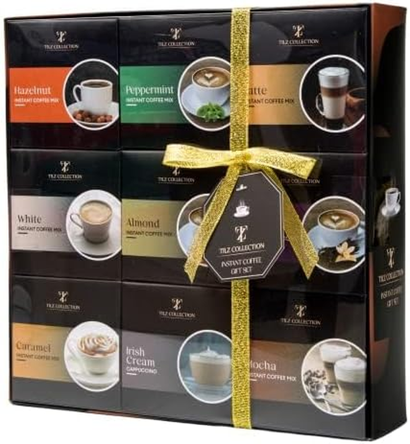 Coffee Gifts - 9 Flavoured Instant Coffee Gift Set, Gourmet Coffee, Gifts for Coffee Lovers, Coffee Sampler Gift Set, for Coffee Gift Basket |With Hazelnut, Caramel |Gifts for Women & Men