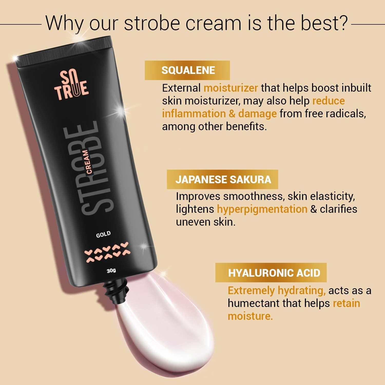 Sotrue Strobe Cream Gold for Face Radiance, Multipurpose Strobe Cream, Dewy Glazed Instant Glow, Highlighter for Face, Boosts Hydration, for All Skin Types, 30G, image number 6