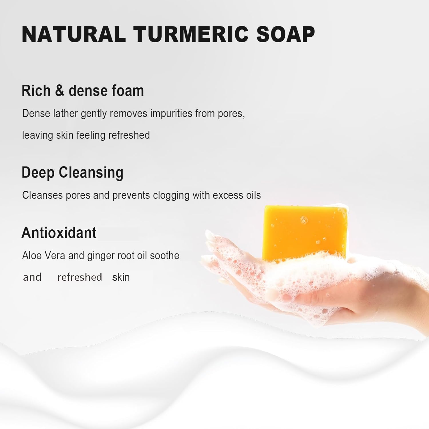 KISSIO Turmeric Soap Bar for Face and Body,Cleansing and Oil Control,Smooth Skin,Natural Soap with Turmeric,Aloe Vera and Shea Butter,Handmade Soap Sensitive Skin Formula,110 G