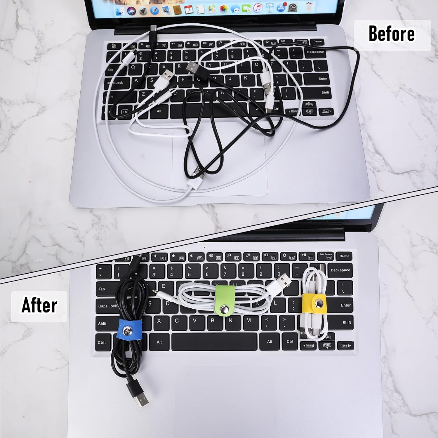 20 Pcs Cord Wrap Organizer Leather Cord Organizer Cable Keeper Cord Organizer Phone Cord Organizer Reusable Cable Straps Clips Wire Ties for Cable Straps,Usb Data Holder Earphone Cable (Colorful) image number 5