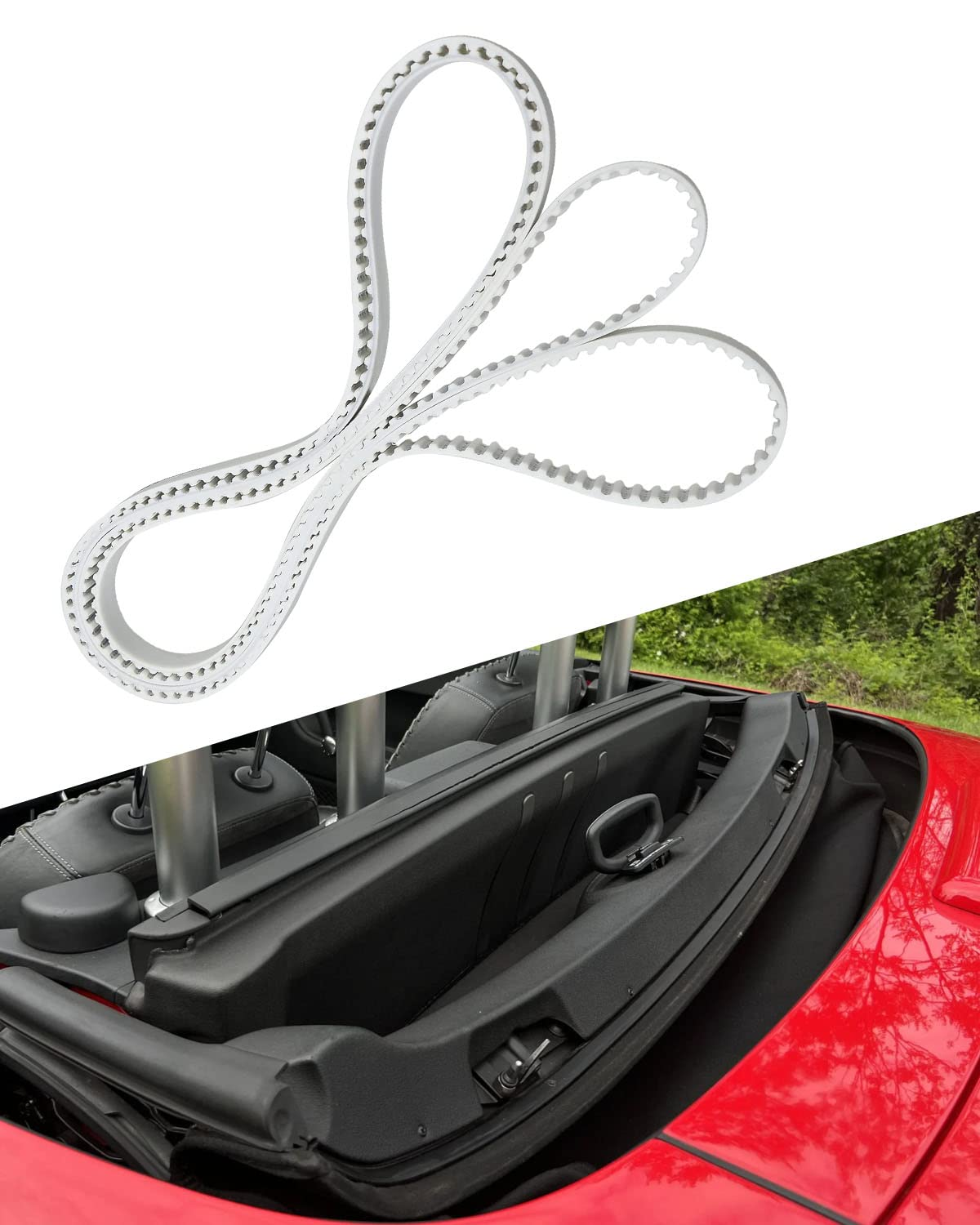 8N7862997 Windscreen Toothed Belt Fit for Audi TT MK1 1.8L 3.2L A/T M/T 2001-2006, Convertible Top Soft Top Rear Replacement Drive Belt Replace 8N7-7862-997 image number 3