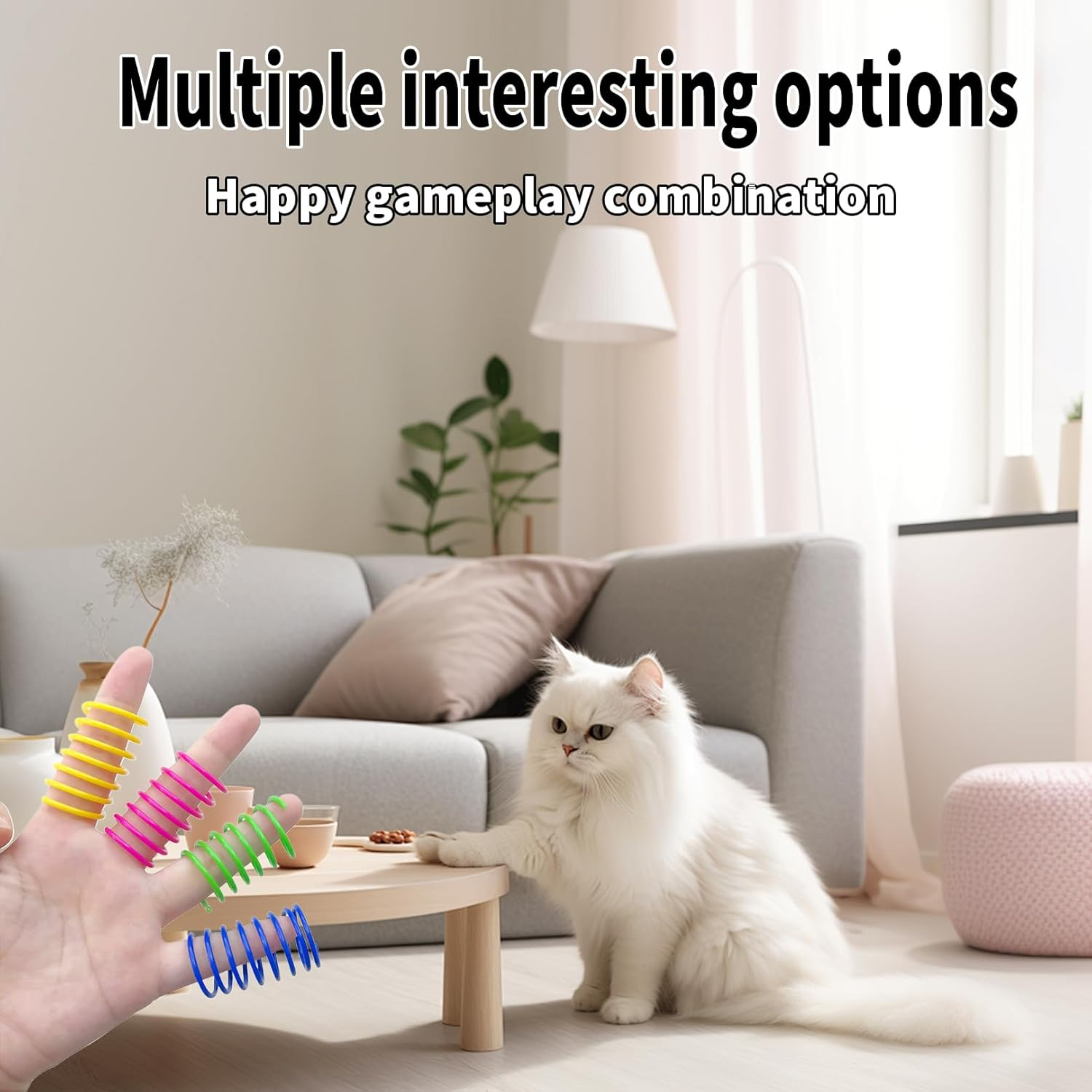 Pack of 20 Cat Toy Spirals, Cat Toys, Novelty Spring Spiral Toy, Cat Toy Spirals, Colourful Foldable Plastic Toy Cats Pet, Colourful Cats Toy Spiral Feathers, for Pets to Play image number 4