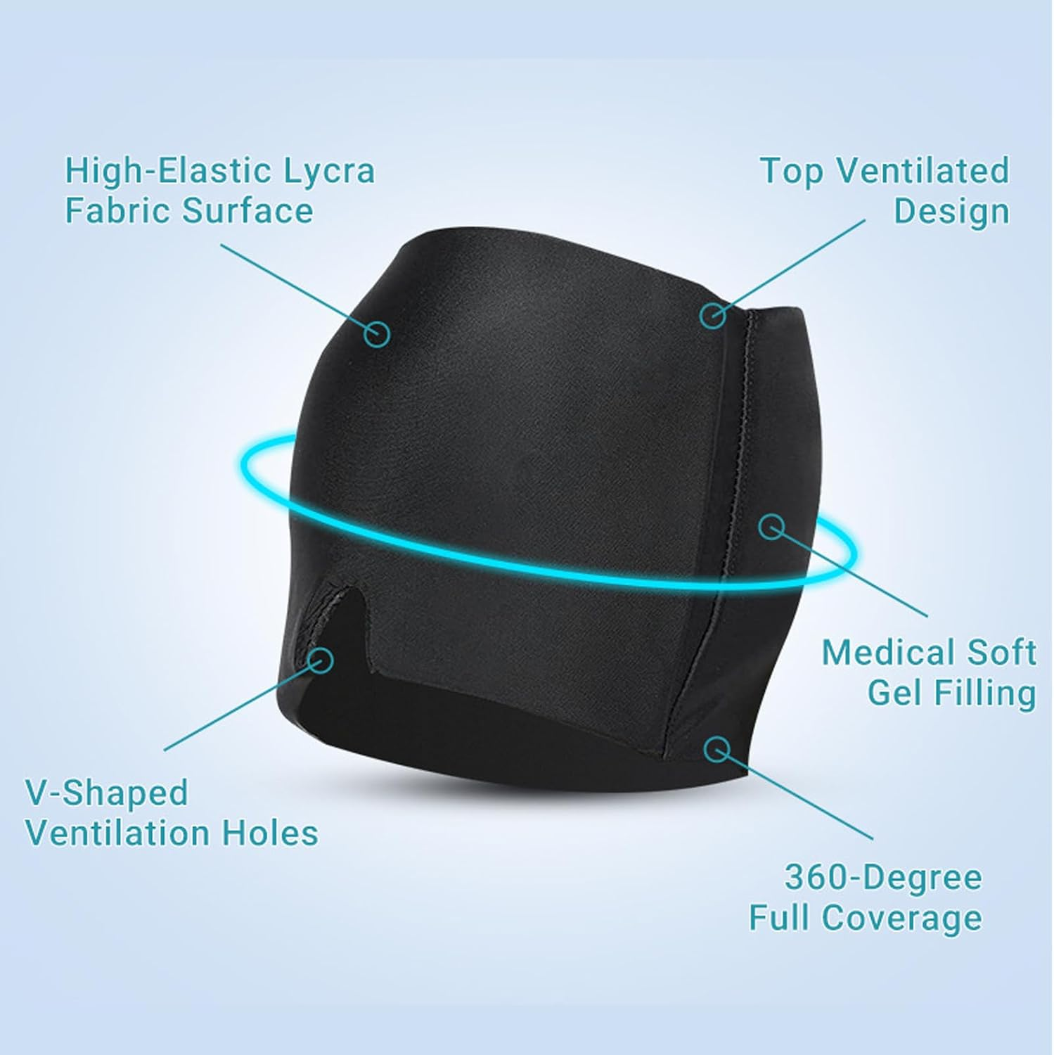 Migraine Mask，Migraine Headache Relief Cap，Tension Headache Relief, 360&deg; Gel Surround Cooling Pads, Head Ice Pack Form Fitting Ice Hat， Migraine Cap for Sinus Headache Relief. image number 1
