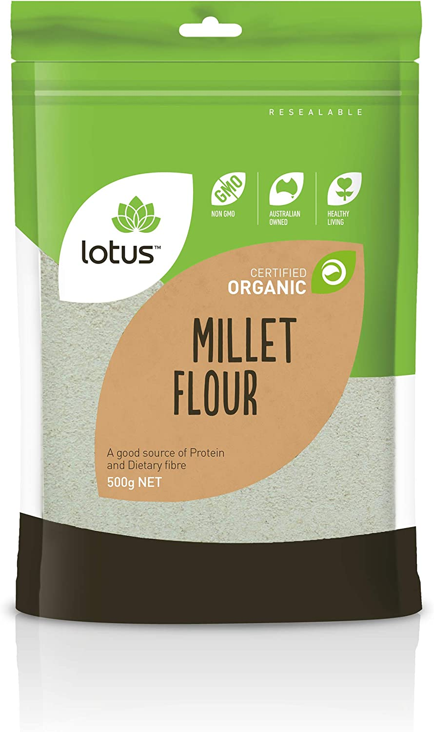 Lotus Organic Millet Flour, 500 G image number 1