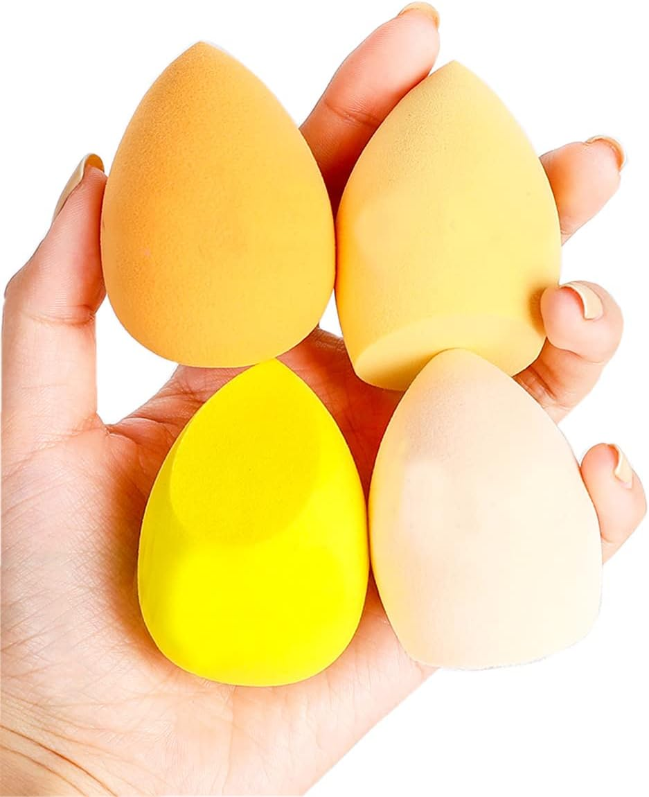 4Pcs Beauty Makeup Sponges Set for Dry & Wet Use - Foundation Blending Sponge for Concealer Blush Powder, Multi-Color Blender Sponges (4Pcs - Multi-Colored A)