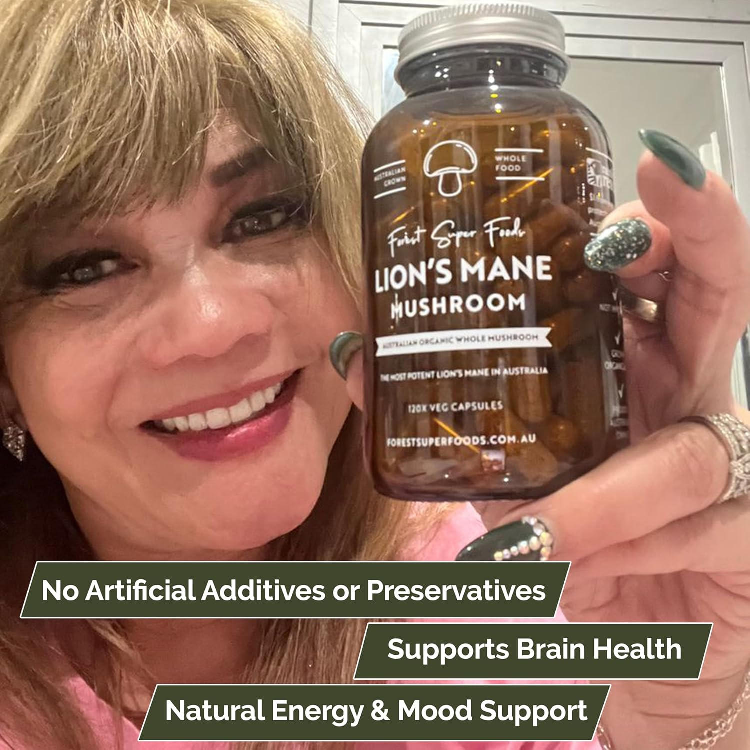 Forest Super Foods Australian Grown Lions Mane Medicinal Mushroom Capsules | Whole Food | Full Spectrum | Freeze Dried | 120X Capsules image number 3