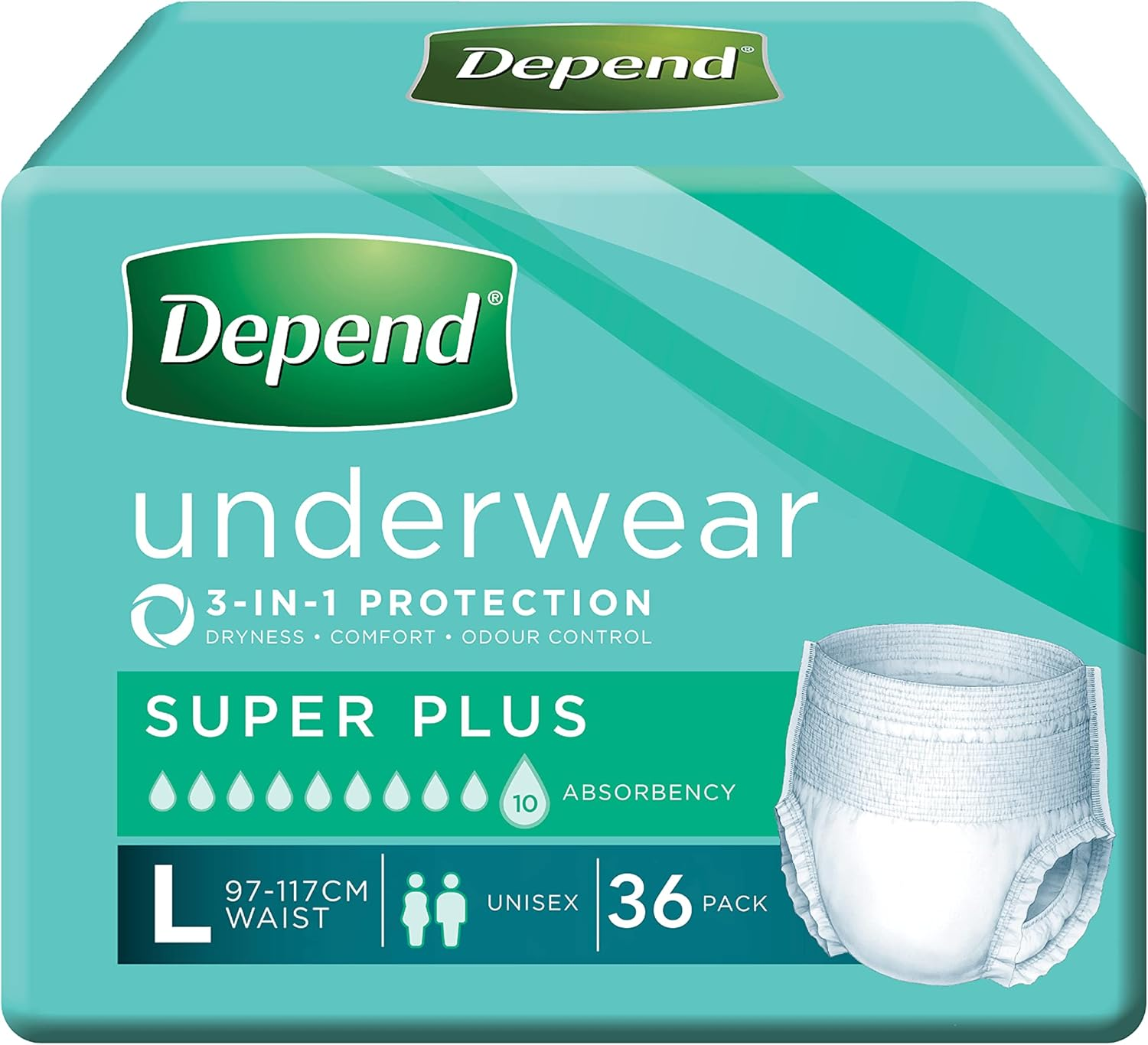 Depend Incontinence Underwear Unisex Super Large 36 Count (4 X 9 Pack) - Packaging May Vary image number 1