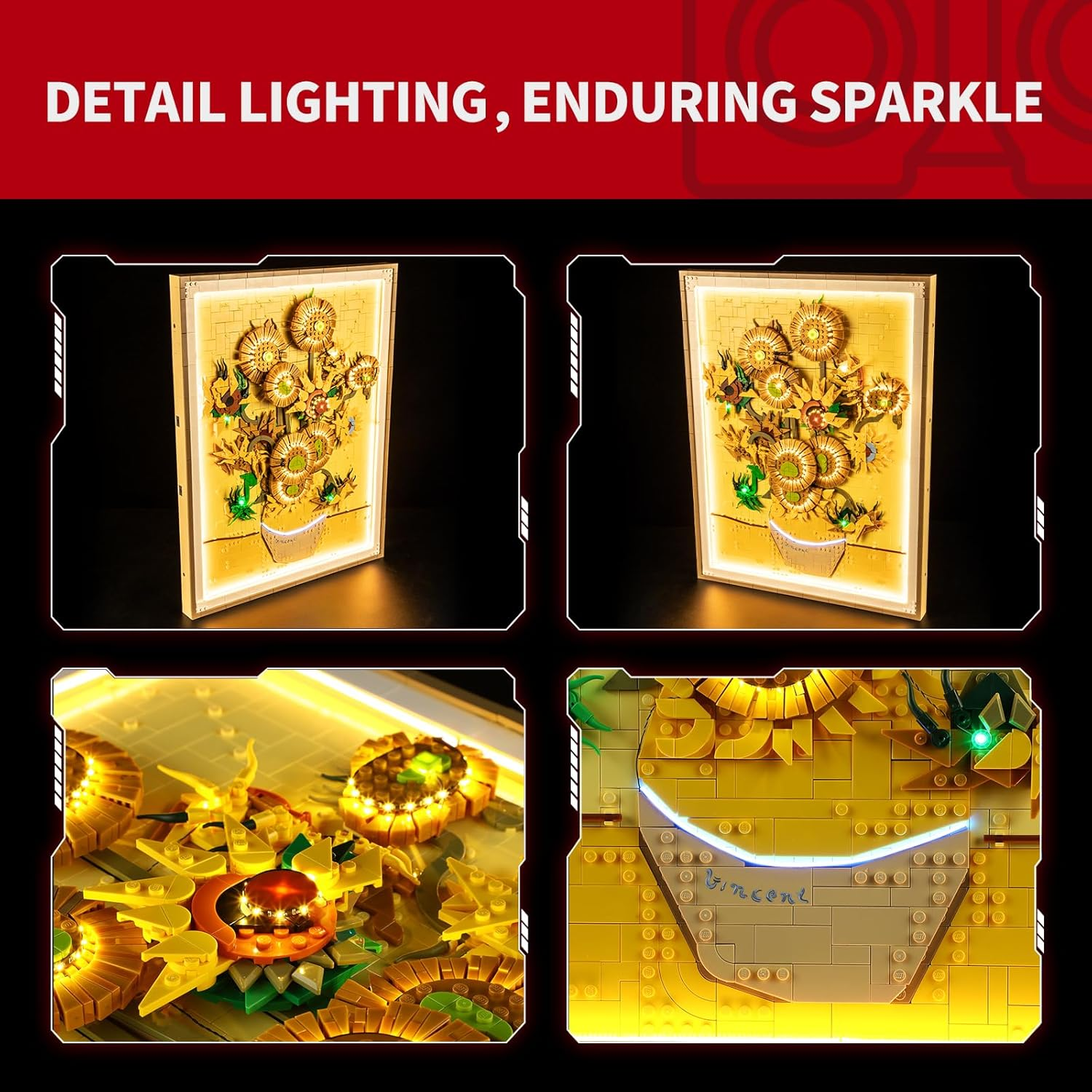 BRIKSMAX Light for  Vincent Van Gogh - Sunflowers 31215 - Compatible with  Art Building Blocks Model - without  Set