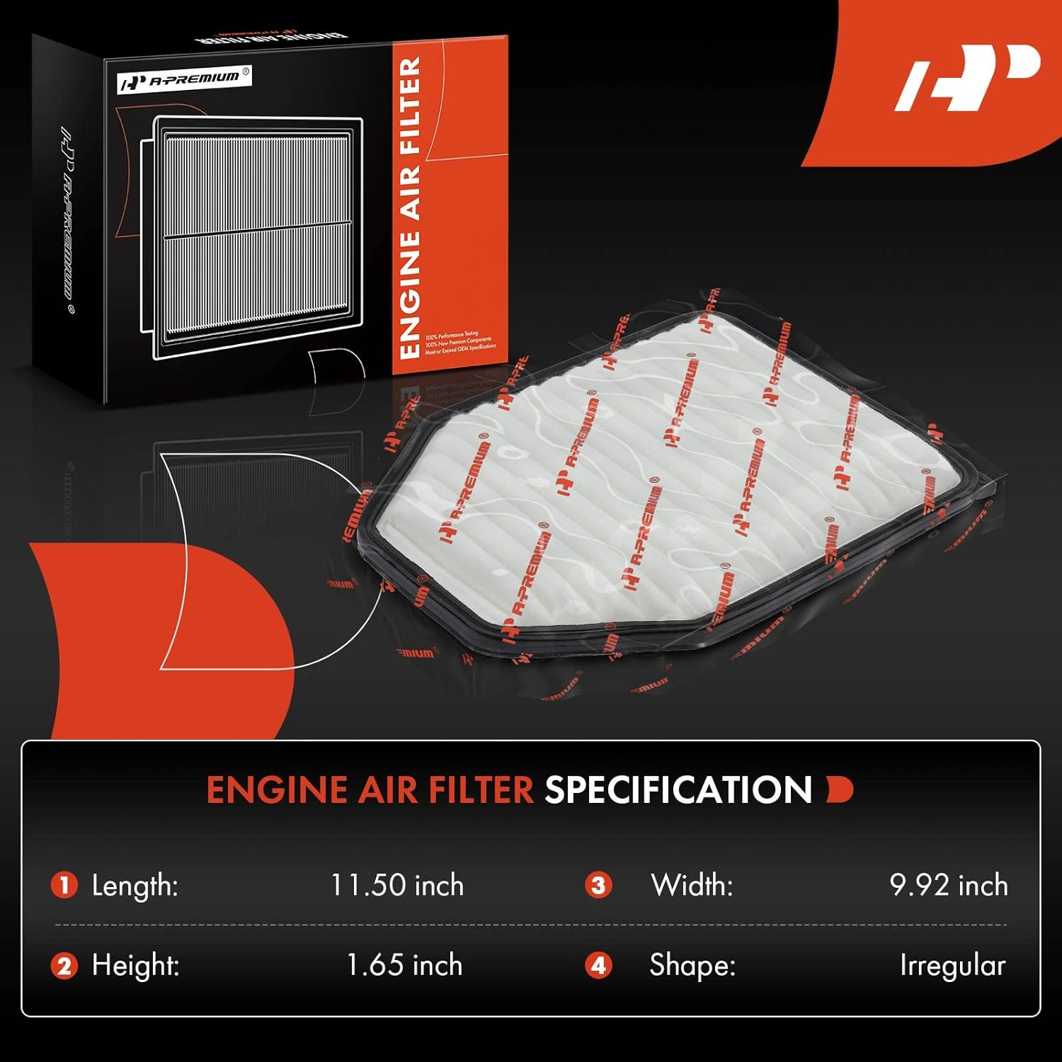 A-Premium Engine Air Filter, Automotive Replacement Parts Compatible with Jeep Vehicles - Wrangler 2007 2008 2009 2010 2011 2012 2013 2014 2015 2016 2017, Wrangler JK 2018 - Replace# CA10348 image number 2