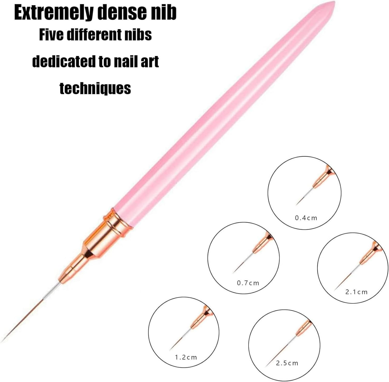 5 Pcs Nail Art Liner Brushes, Nail Art Brush for Long Lines, Liner Brush UV Gel Polish Painting Nail Design Brush Metal Handle Nail Drawing Pens, Sizes 5/8/12/20/25Mm image number 4