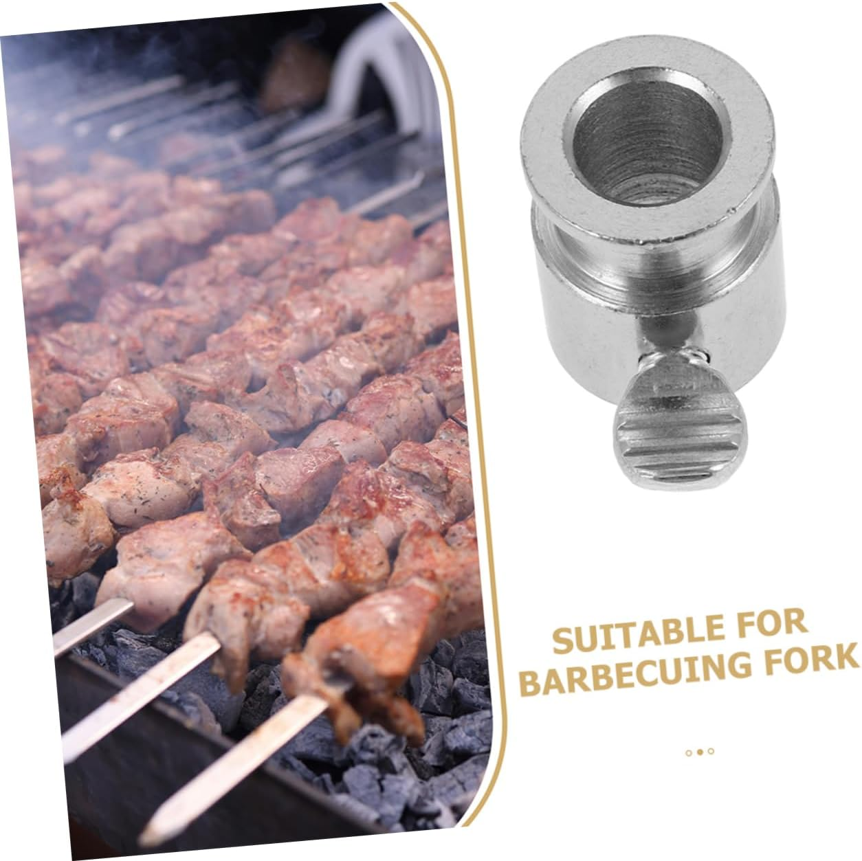 Milisten 2Pcs Outdoor Rotisserie Spit Rod Rack Grilling Rod Stopper Metal Grilling Bolt for Barbecue Grill Accessories for Spit Balance Fixator Use image number 6