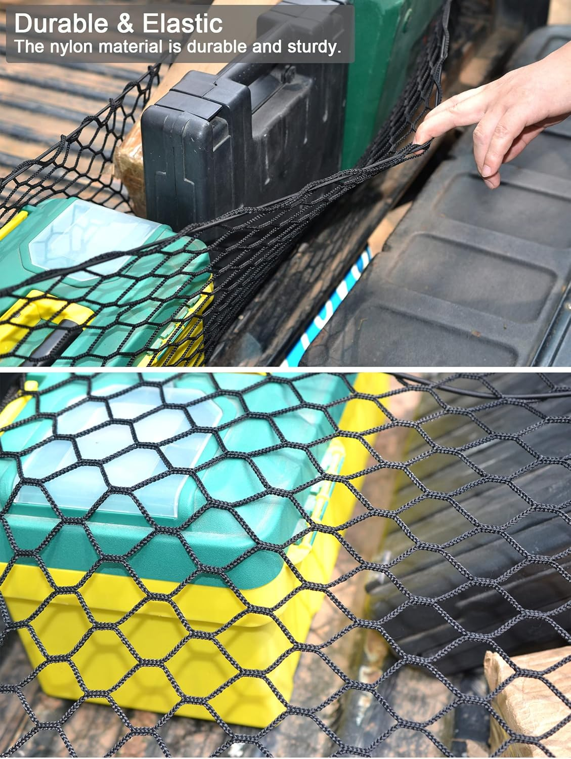 BAILALIBO Cargo Net for Pickup Truck Bed, Adjustable Accessories for Storage Secure Nets, Stretchable Tailgate Net with Hook, Compatible for Chevy Silverado Ford LTZ WT LS F150 F250 (50X18 Inch) image number 5