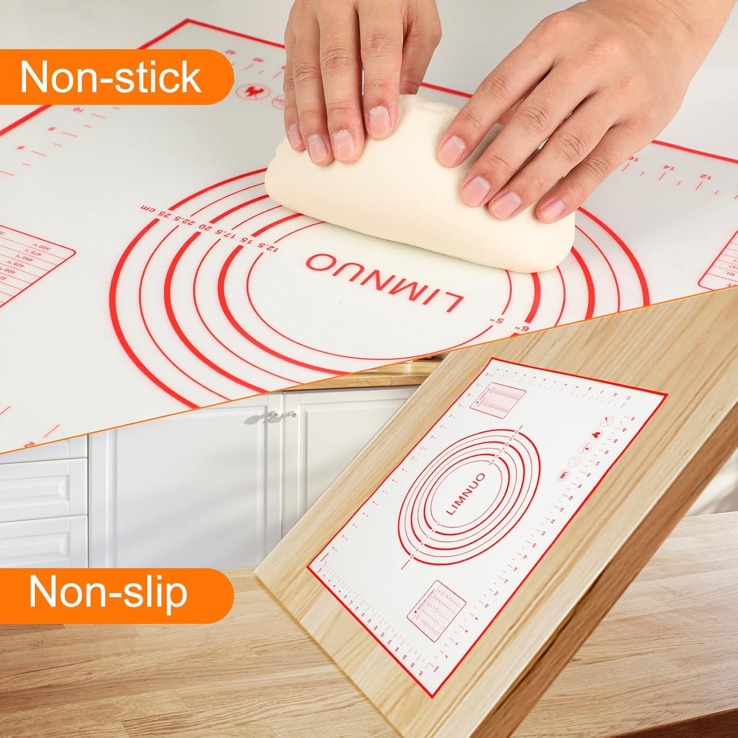 Silicone Pastry Mat Extra Thick Non Stick Baking Mat, Non Slip Baking Mat with Measurement, Fondant,Counter,Dough Rolling Mat, Oven Liner, Pie Crust Mat (50&times;40Cm) image number 5