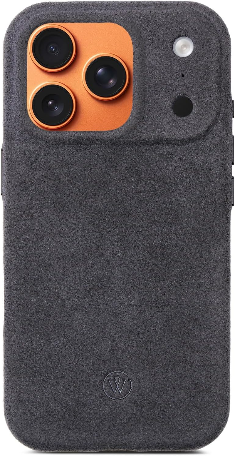 Good Wilhelm Alcantara Case for Iphone 17 Pro - Handmade Premium Case Made from Original Italian Alcantara, 360&deg; Protection, Magnetic Charging (Charcoal Grey, Iphone 17 Pro)