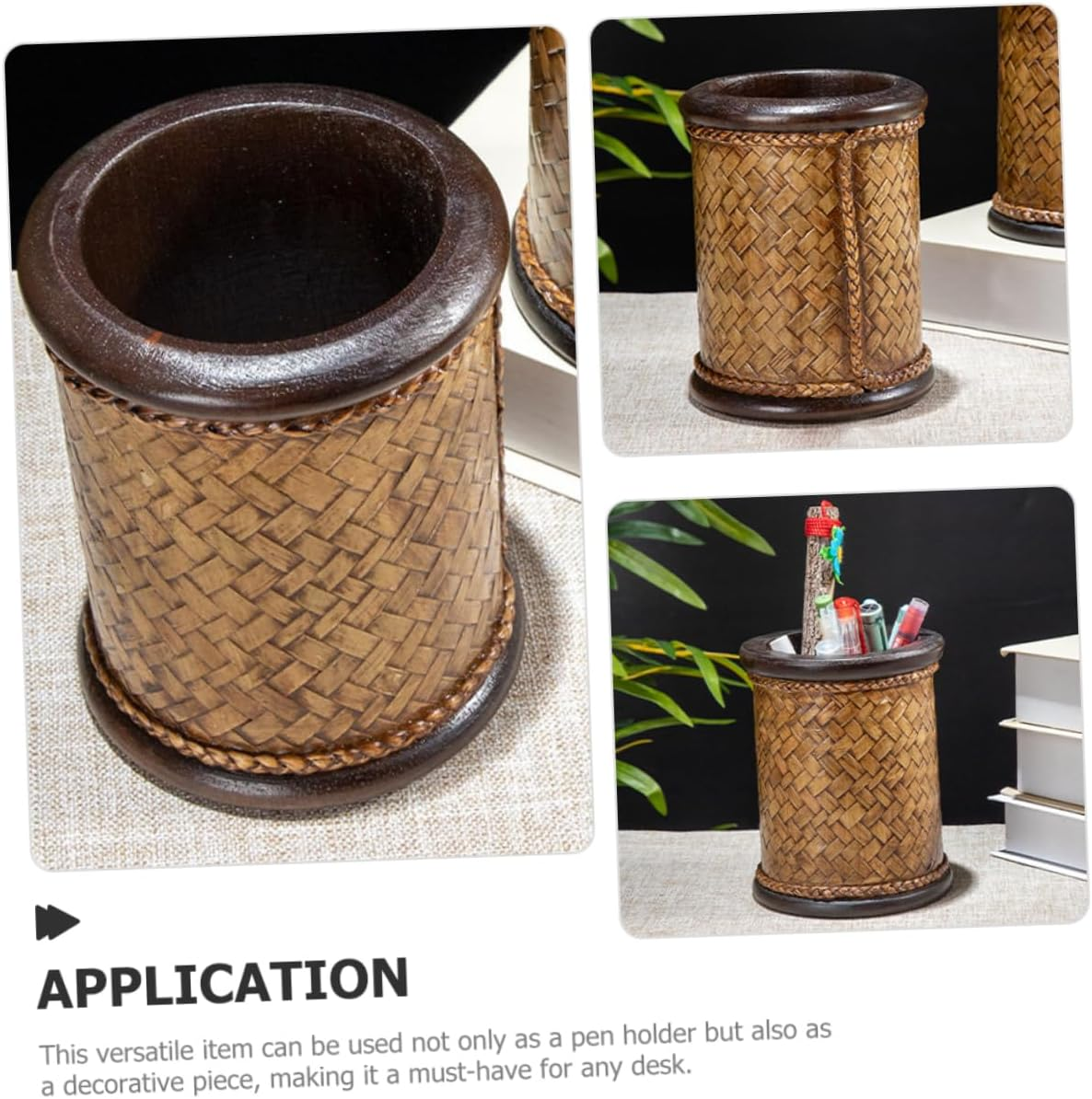 NUOBESTY Wood Pen Holder Vintage Desk Organiser Classroom Storage Office Accessory image number 1