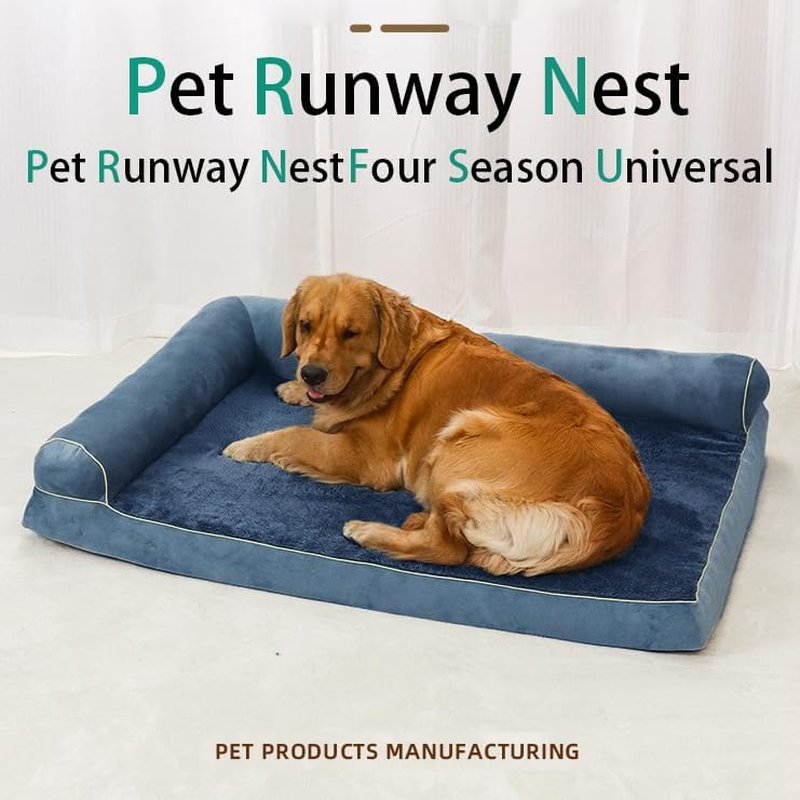 Orthopedic Dog Bed for Large Dogs, Big Waterproof Dog Bed, Washable Pet Bed for Large Sized Dogs with Memory Foam Pet Bed Mat, Anti-Slip Bottom, Deluxe Plush Pet Bed Mat image number 5