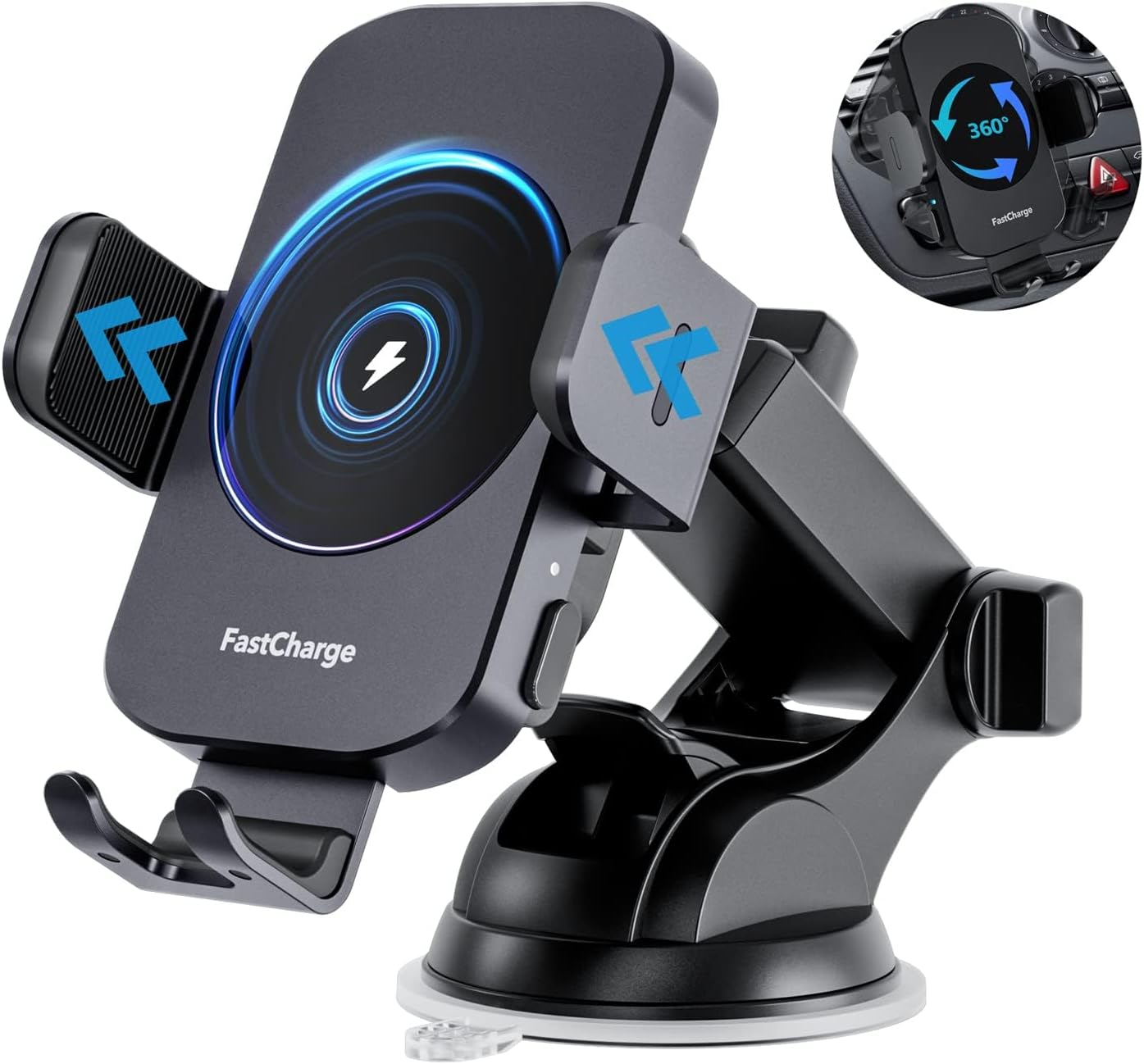 Wireless Car Charger, Fast Charging 15W Auto Clamping Car Charger Phone Holder Phone Mount for Iphone15 14 13 12 11 Pro Max Xs, Samsung Galaxy S23 Ultra S22 S21 S20 S10+ Note 9, Etc image number 6