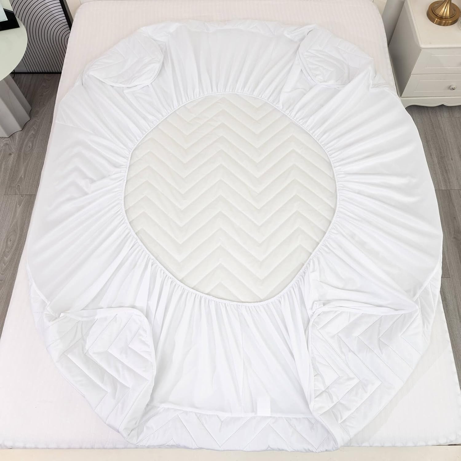 Quilted Waterproof RV Short Queen Mattress Protector Pad for 60 X 75 Bed Fitted Sheet Style Deep Pocket Matress Cover RV Queen image number 2