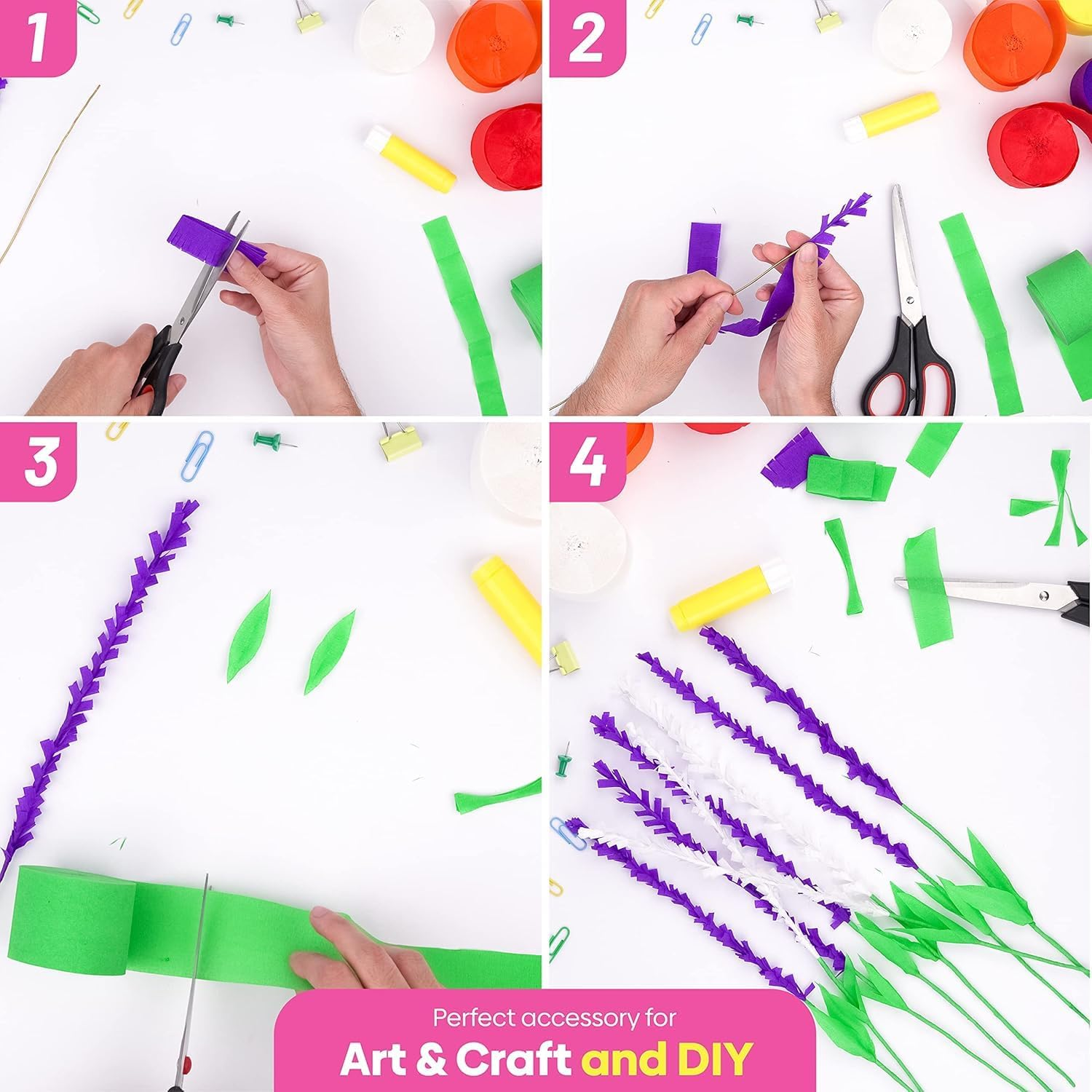 Crepe Paper Streamers Pack of 8 Unique Color Rolls - Great Stretch & Easy to Twist 82Ft Long for Birthday, Bridal Shower, Christmas, In-Door Fun Party & Rainbow Decorations image number 3