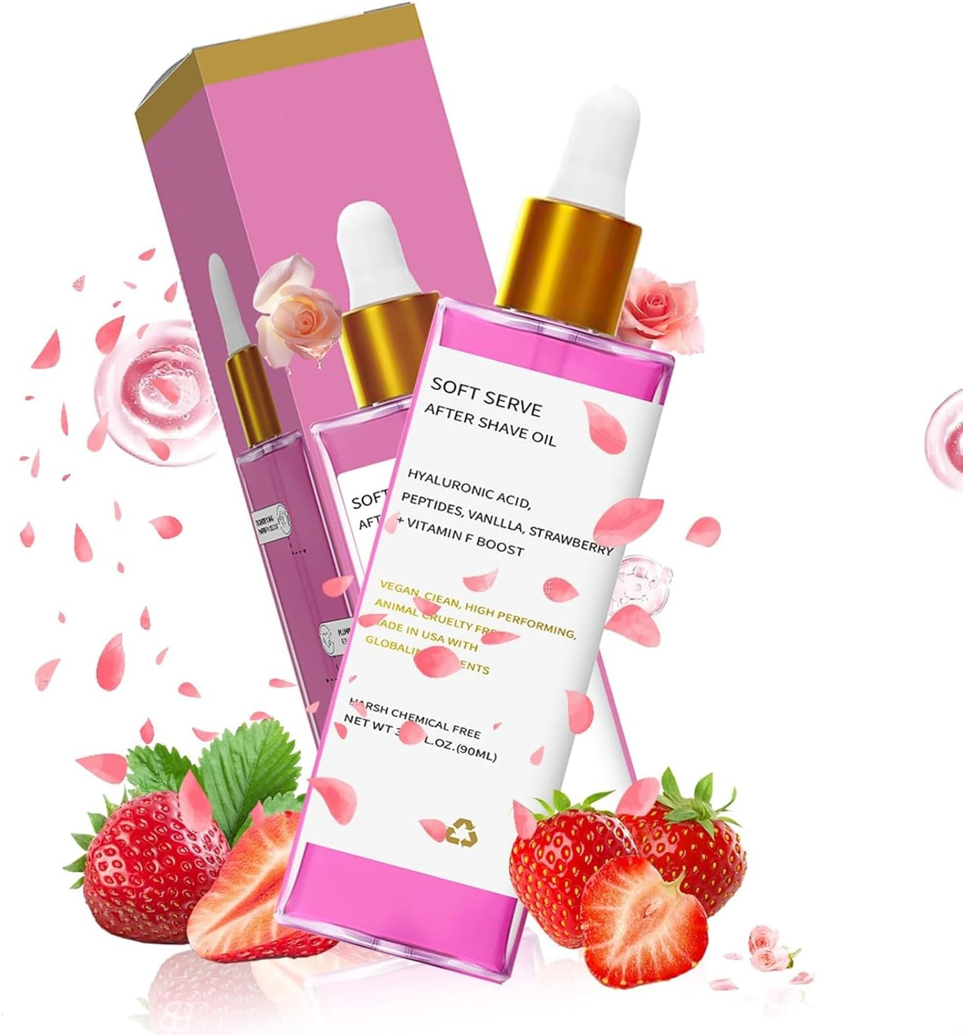 After Shave Oil, Women Strawberry Vanilla after Shave Oil for Smooth Skin, Soothing & Hydrating Treatment to Prevent Ingrown Hairs Dryness (1PCS, 1)