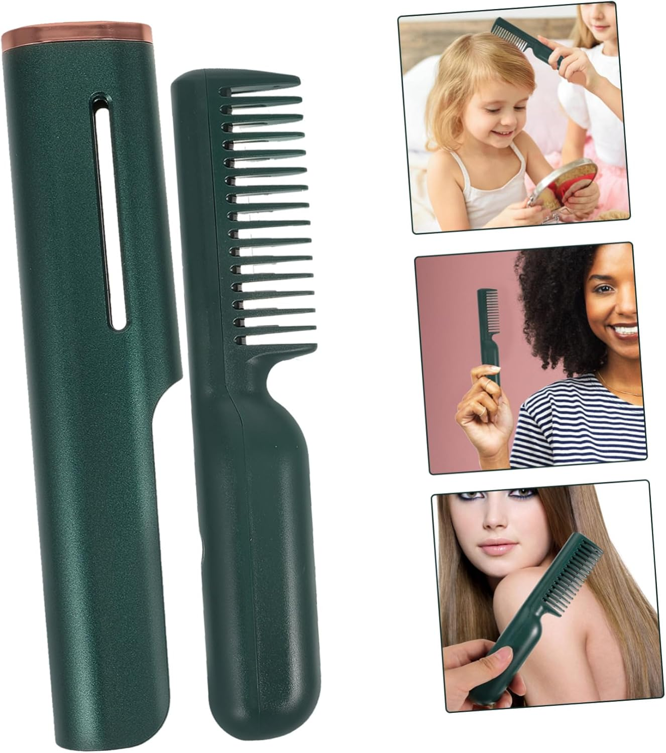 WOONEKY Electric Heating Comb Portable Hair Straightener Cordless Heat Brush Styling Tool image number 5