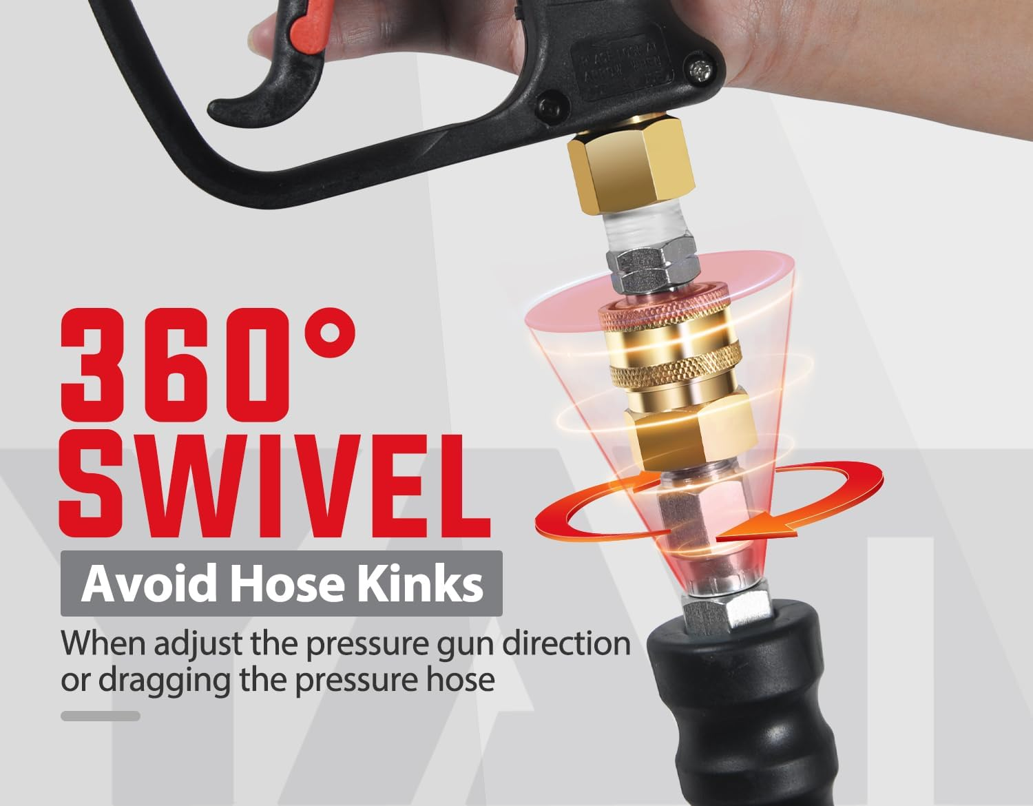 YAMATIC 3/8" Pressure Washer Hose 50FT Hot Water Power Washer Hose Max 212&deg;F with Swivel Quick Connect, 4000 PSI Commercial Grade Steel Wire Braided & Synthetic Rubber Jacket, Kink Resistant image number 6