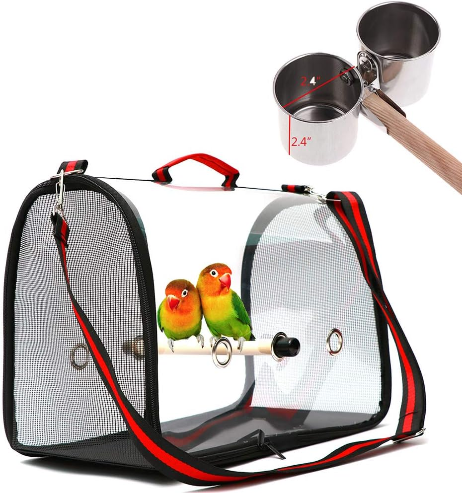 Gatycallaty Bird Parrot Feeding Cups Cage Hanging Bowl Stainless Steel Perches Play Stand with Clamp Bird Coop Cups Seed Water Food Dish Feeder Bowl Birdcage - Black image number 4