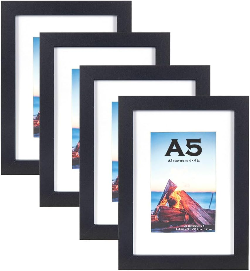 White Wooden 6X4 Inch Picture Photo Frame, Set of 4,15X10 Inch Photo Framefreestanding and Wall Mountable