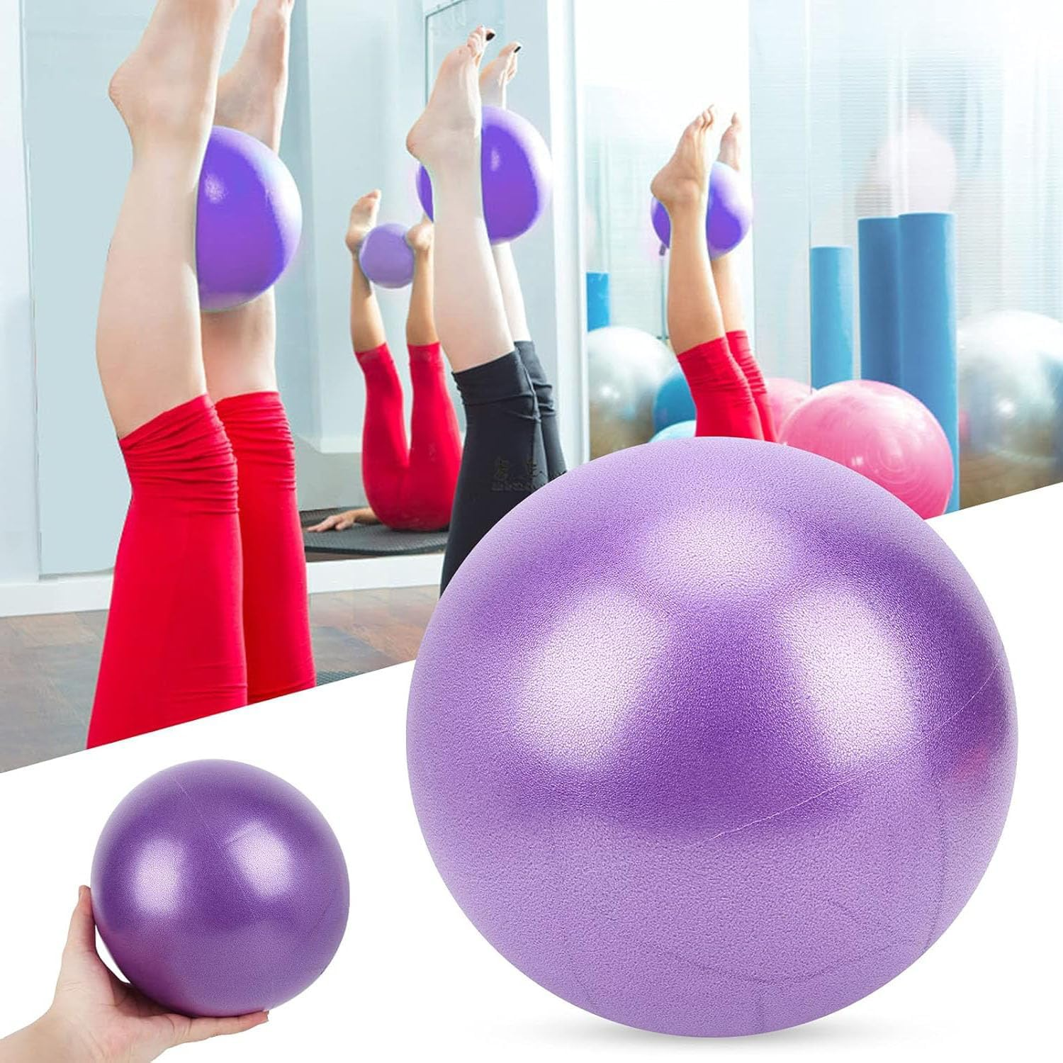 2 Pack Small Pilates Balls,25Cm Mini Yoga Ball,Exercise Ball,Stability Exercise Training Gym anti Burst and Slip Resistant Balls,For Abdominal Workouts, Core Strengthening(Blue, Purple) image number 3