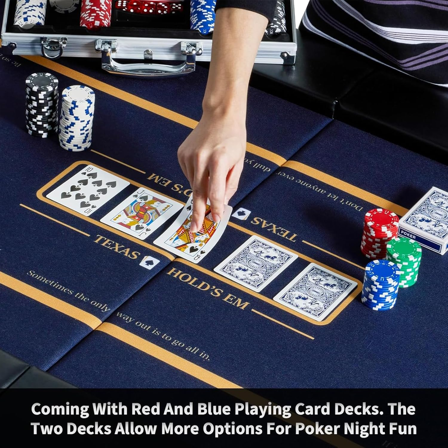 300PCS Casino Poker Chips Set, Gram 5 Colors Casino Chips Poker Set with Aluminum Travel Case, for Texas Home Game Nights,Holdem Poker Nights,Blackjack or Roulette Games image number 5