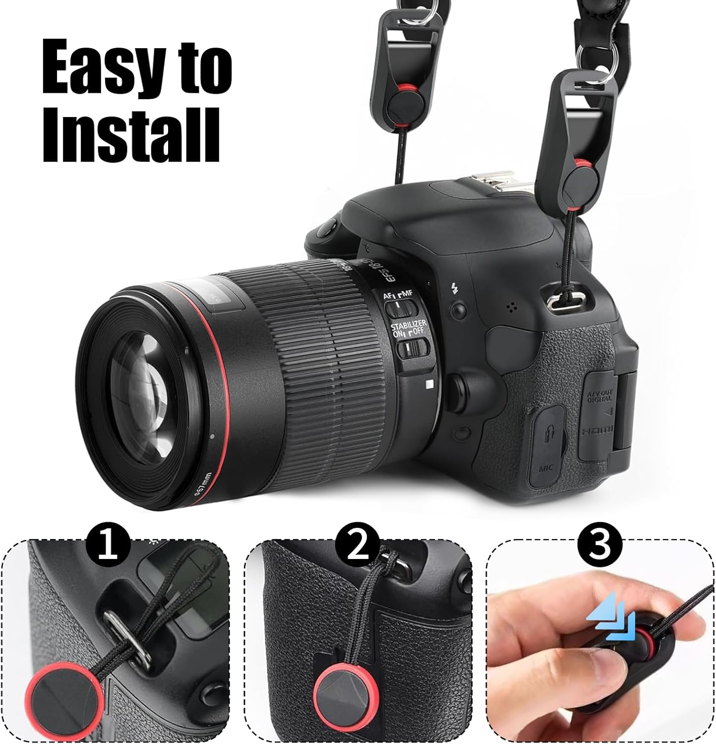 QMLING Camera Strap Quick Release, Climbing Rope Camera Strap, Camera Neck Shoulder Strap for SLR DSLR Digital Mirrorless Camera image number 4