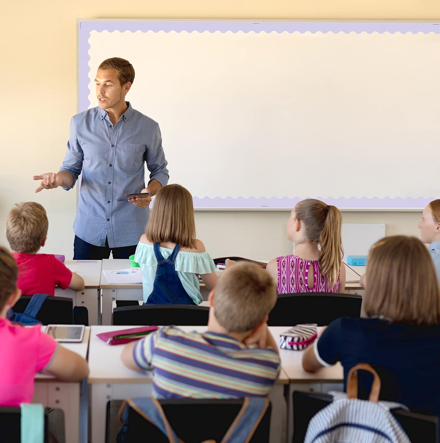 Teacher Created Resources Lavender Scalloped Rolled Border Trim - 50Ft - Decorate Bulletin Boards, Walls, Desks, Windows, Doors, Lockers, Schools, Classrooms, Homeschool & Offices image number 4