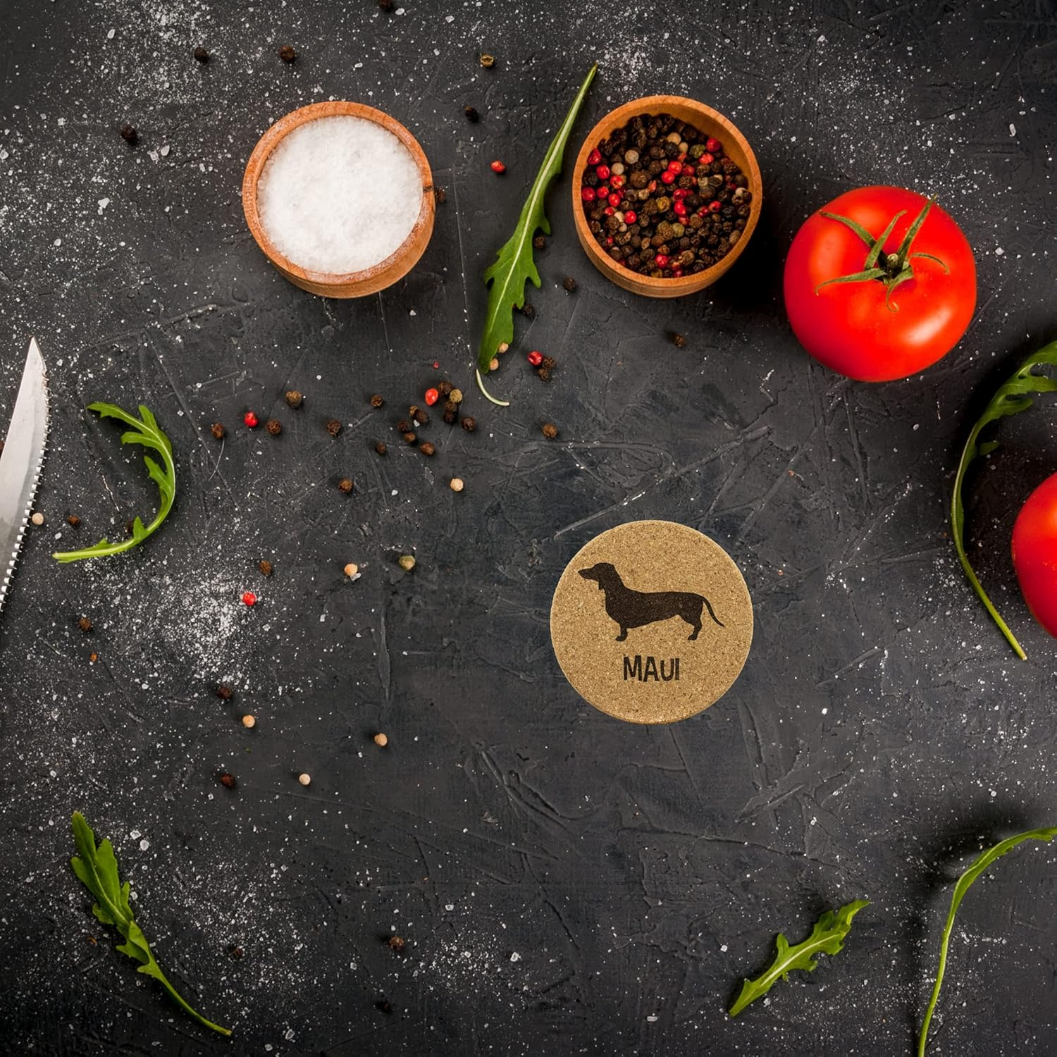 Personalized Dog Breed with Name Cork Coasters Set of 4 Customized Dog Lovers round Coaster Set Housewarming Essentials Personalized Drink Coasters with Pet'S Name for Dad Girlfriend image number 4