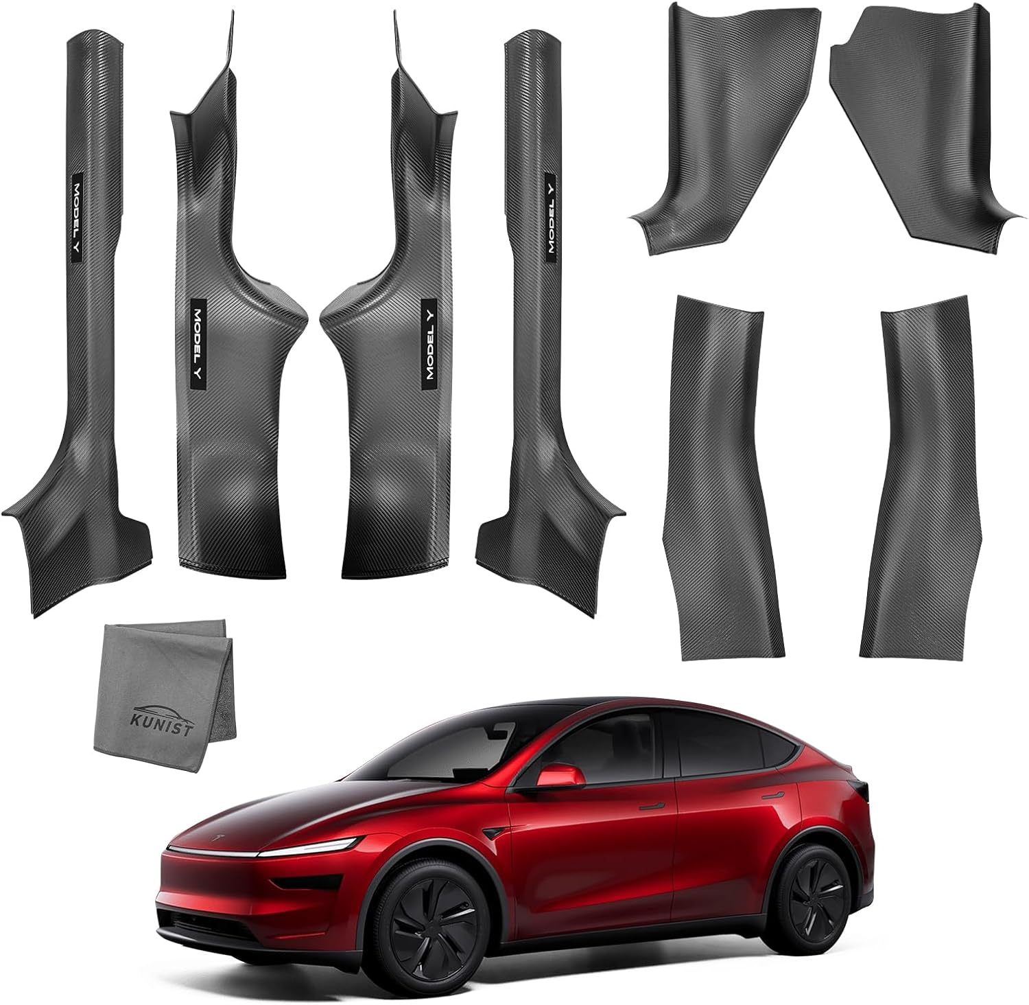 KUNIST 8PCS Door Sill Protector for Tesla Model Y Juniper Door Entry Guard Anti-Kick Full Protect Door Entry Cover for 2025-2026 New Model Y Juniper Interior Accessories(Carbon Fiber Pattern)