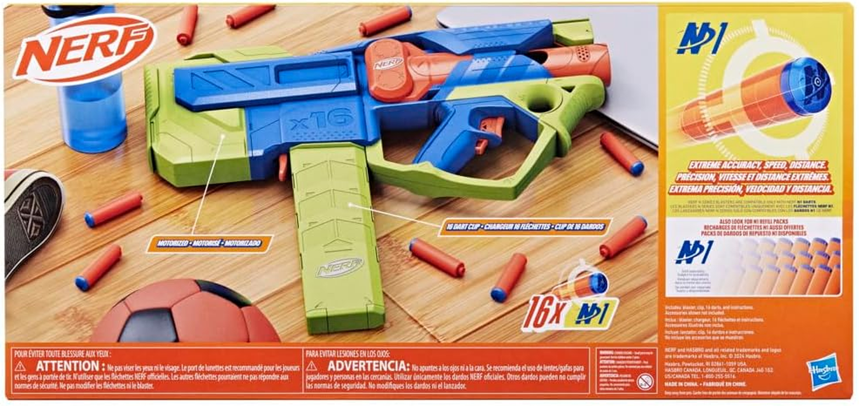 Nerf N Series Sprinter Motorized Dart Blaster, 16 Nerf N1 Darts Compatible Only with Nerf N Series Blasters, 16 Dart Clip, Gifts for Kids, Ages 8+ image number 2