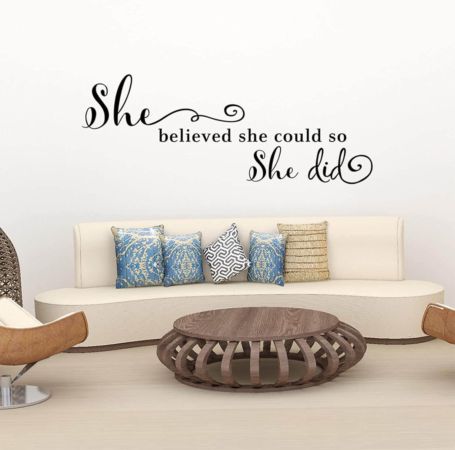 She Believed She Could so She Did Wall Sticker, Inspirational Wall Decals Quotes Motivational Wall Stickers Vinyl, Easy Peel and Stick Motivational Quote Wall Art for Living Room Home Decor image number 5